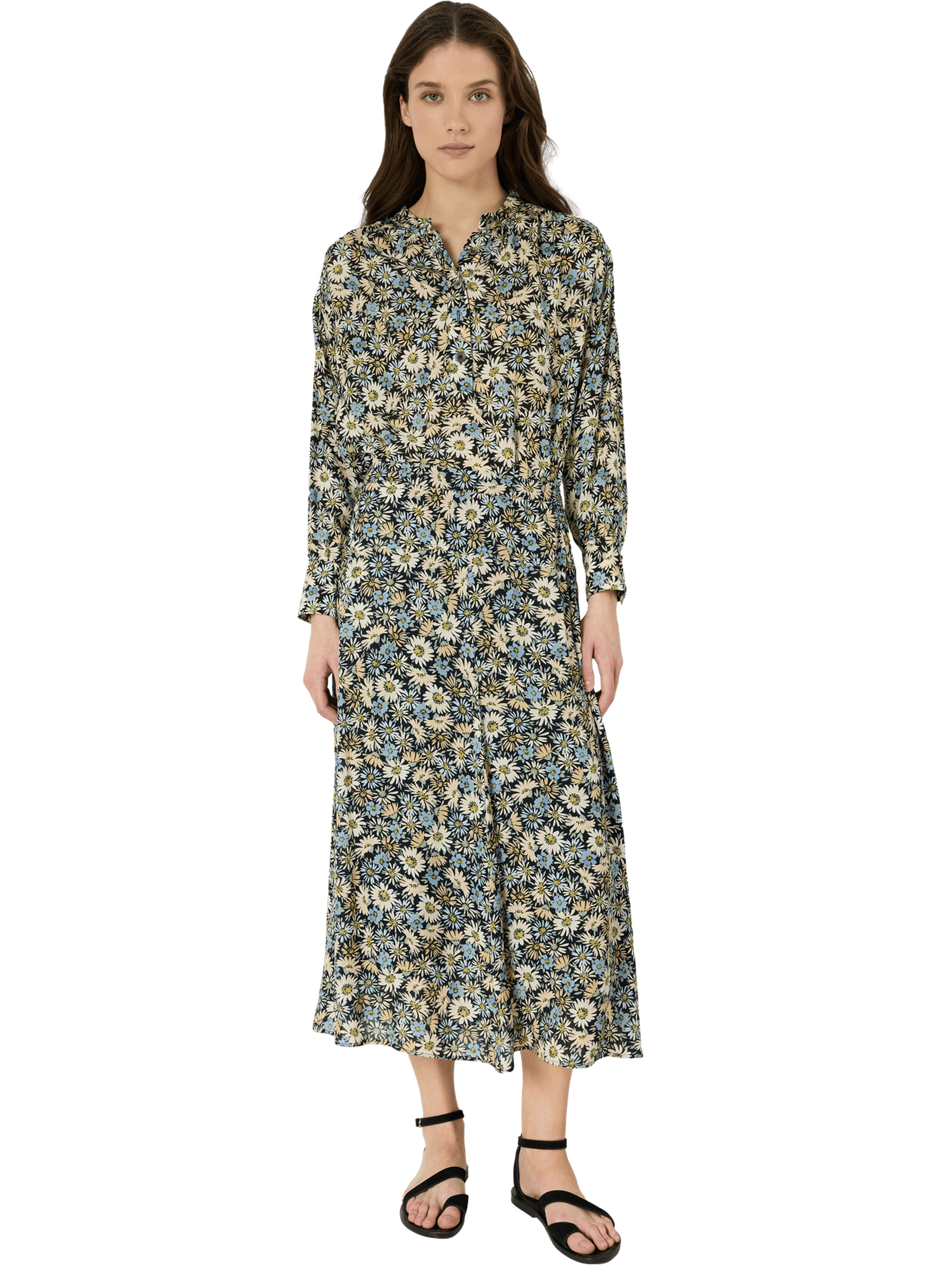 Jupe midi à fleurs - jelina Bleu