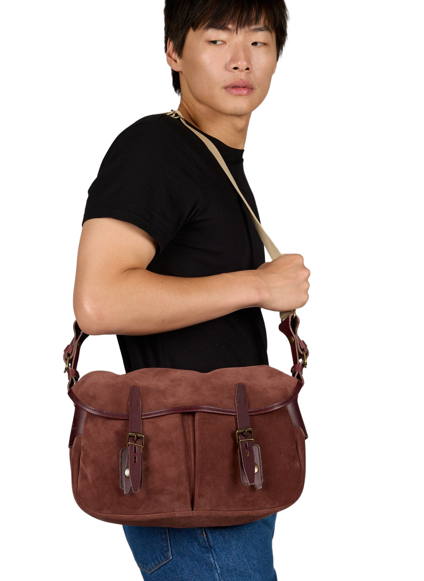 Borsa a tracolla del pescatore S in pelle BLEU DE CHAUFFE Viola