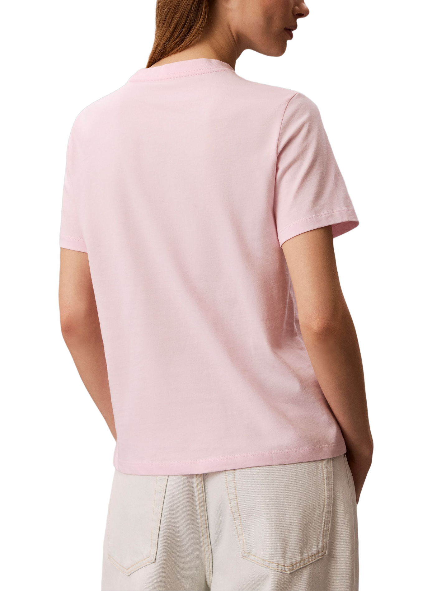 Embroidered round neck cotton T-shirt CALVIN KLEIN Pink