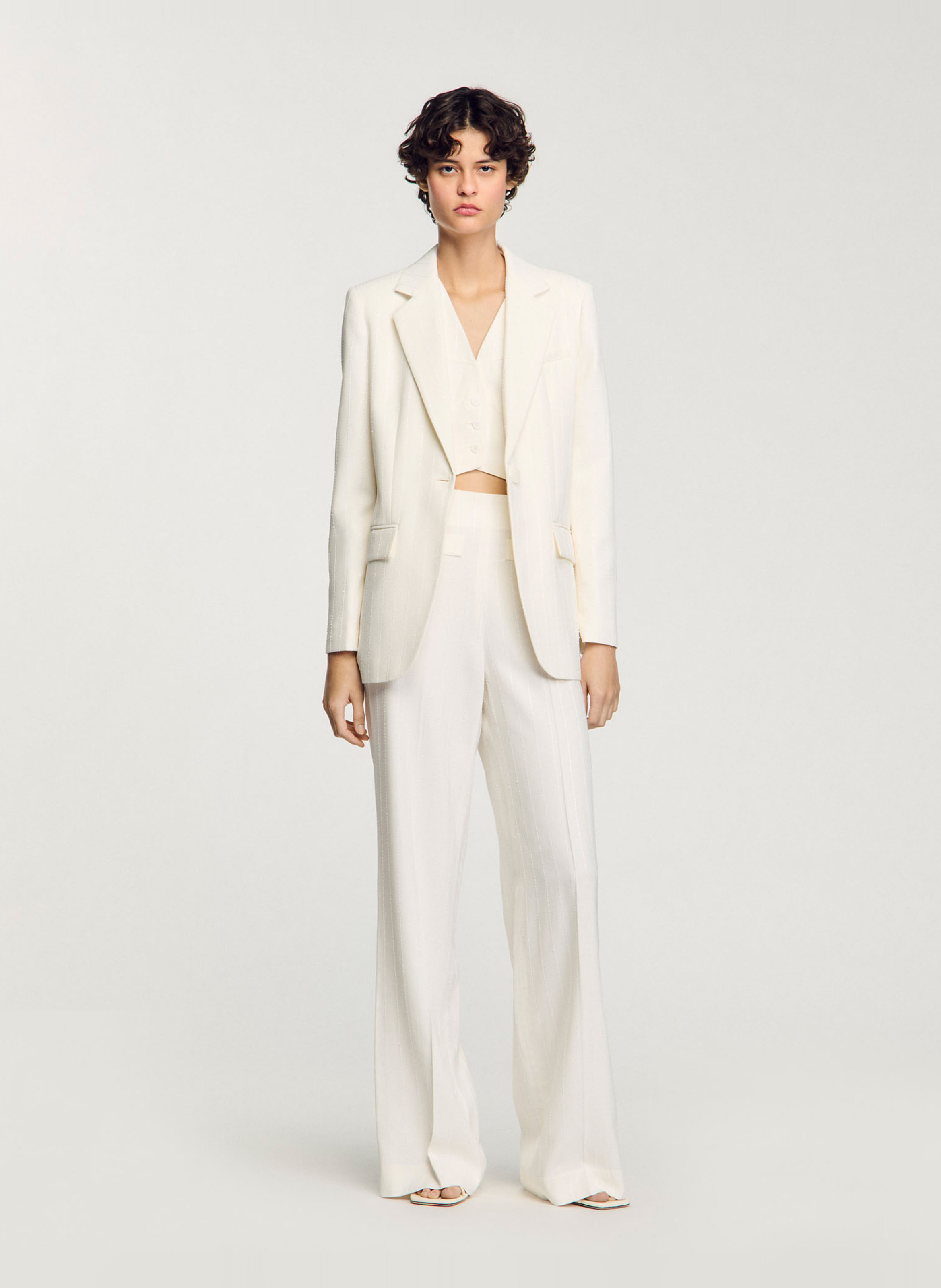 Pantalon de costume droit à sequins SANDRO Beige