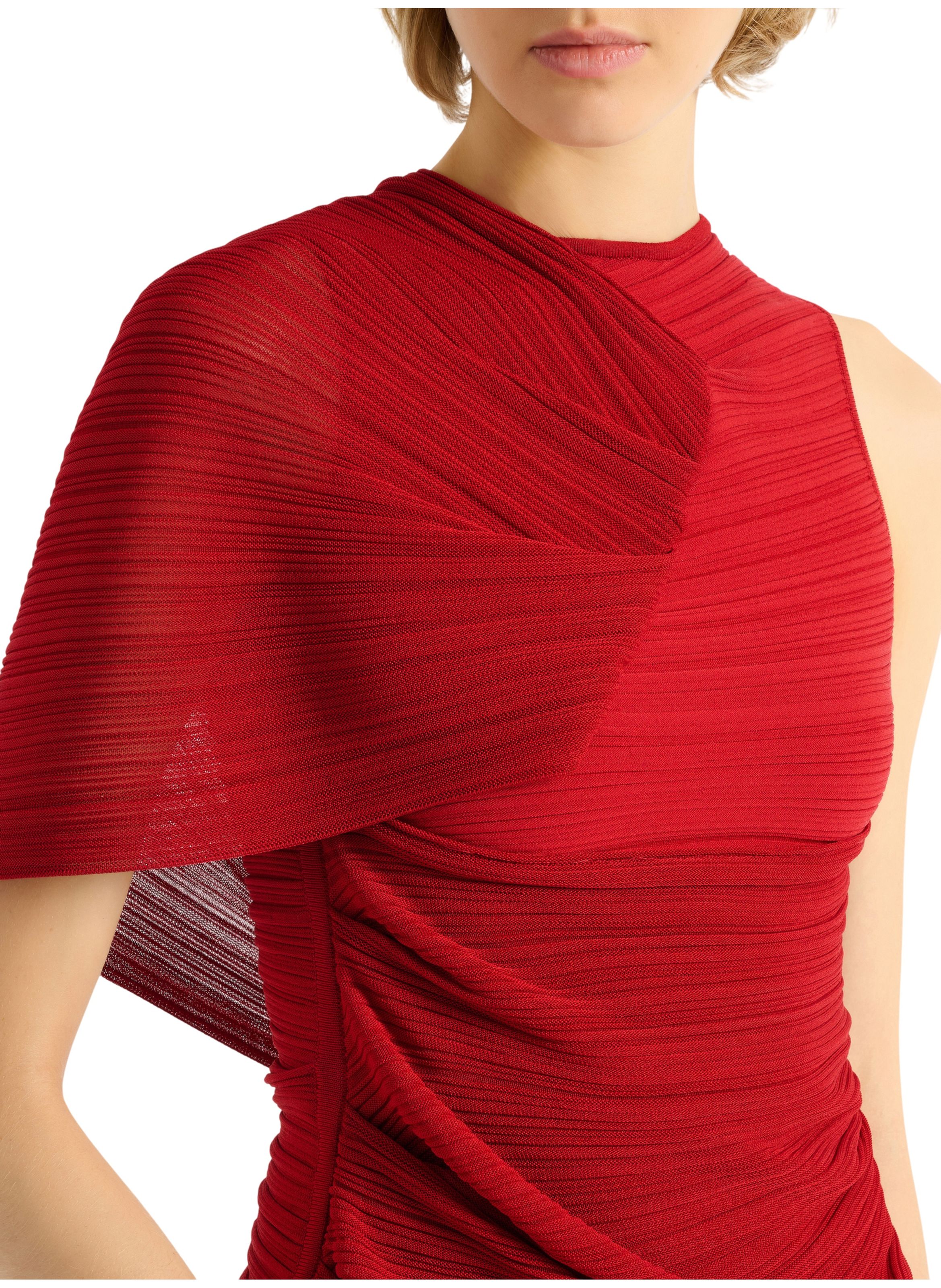 Top sans manches asymétrique en viscose BALMAIN Rouge