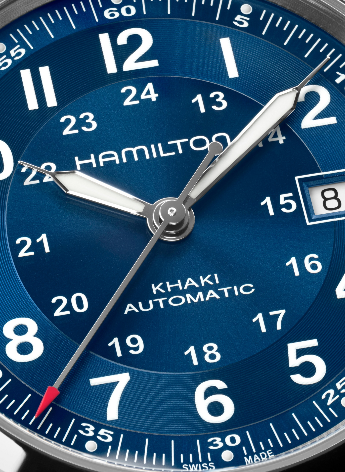 Montre Khaki Field en acier inoxydable HAMILTON Bleu