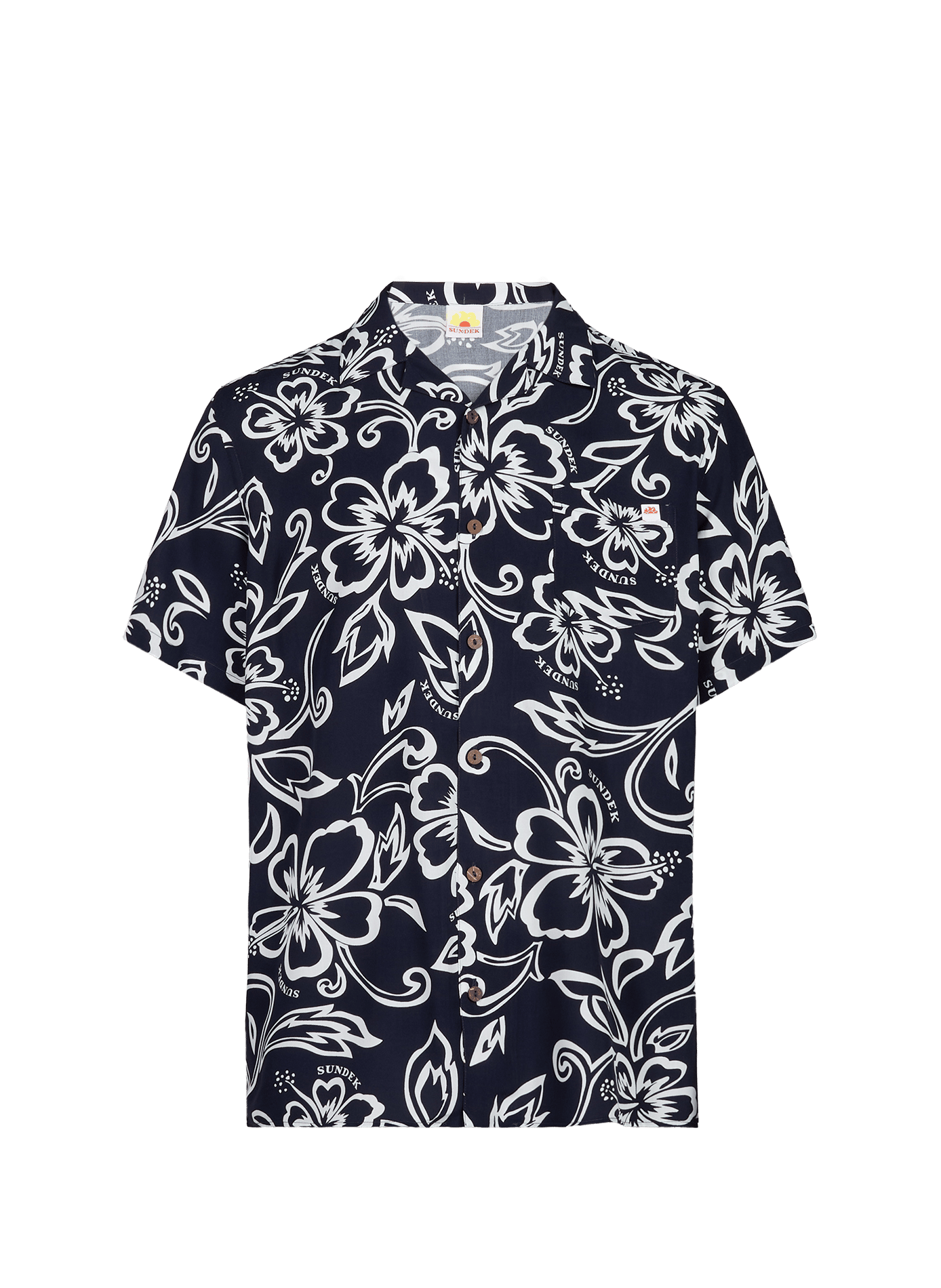 Oversized shirt with floral print SUNDEK Blue
