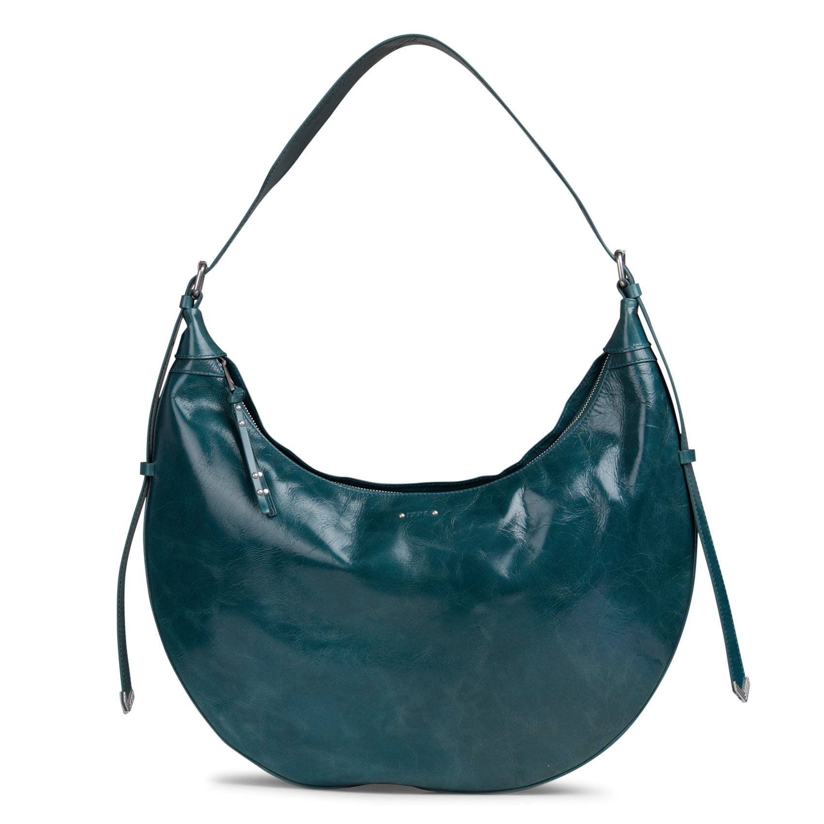 Sac demi-lune zippé en cuir glacé allane m IKKS Vert