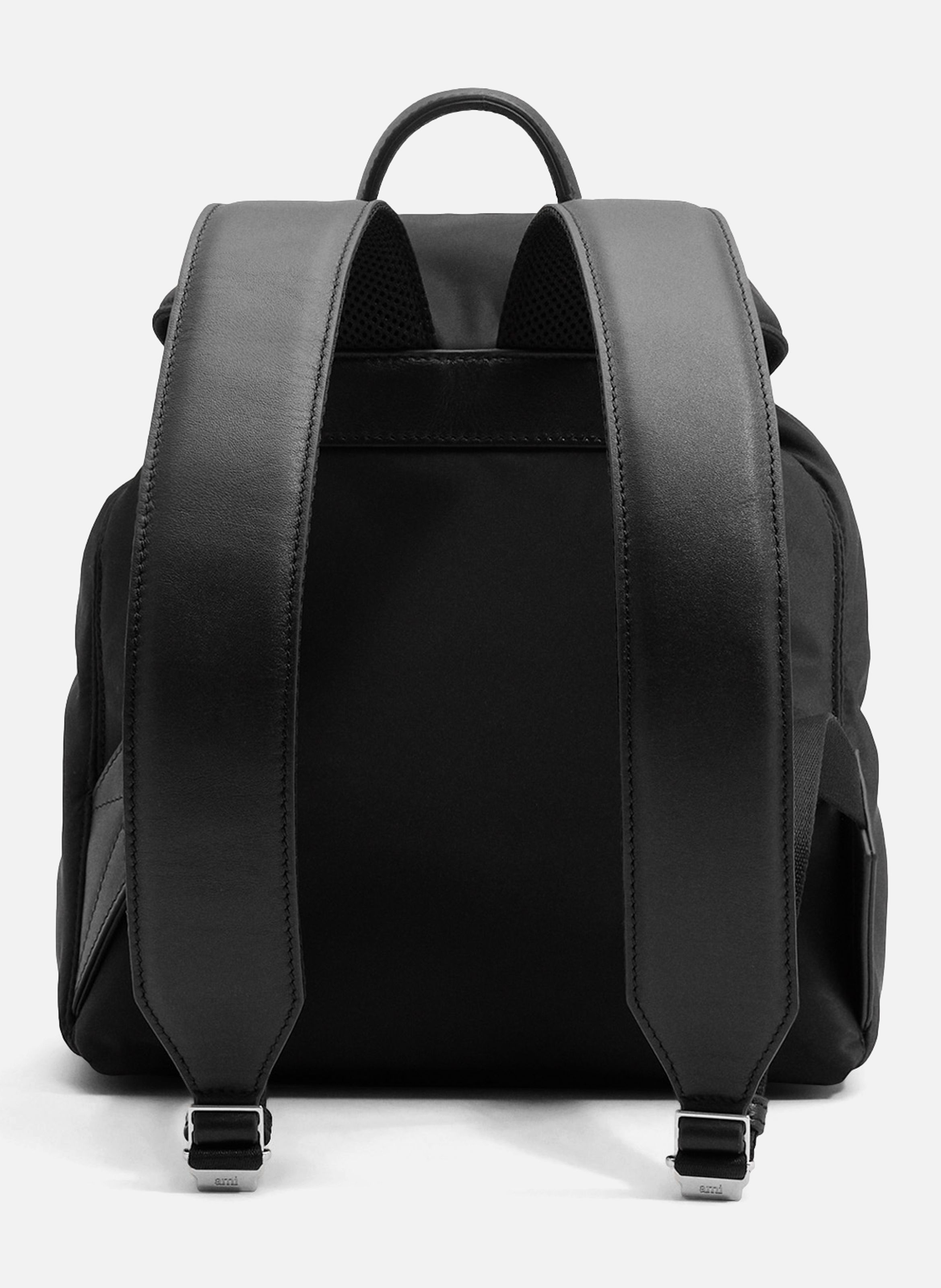 Petit sac à dos à rabat marcel unisexe en nylon AMI PARIS Noir
