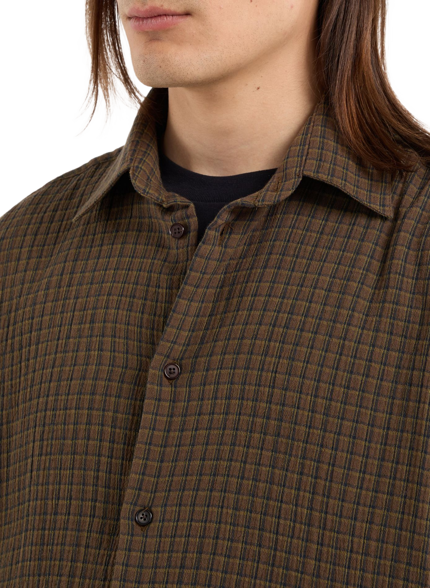 Chemise col classique manches contrastantes en coton SAISON 1865 Khaki