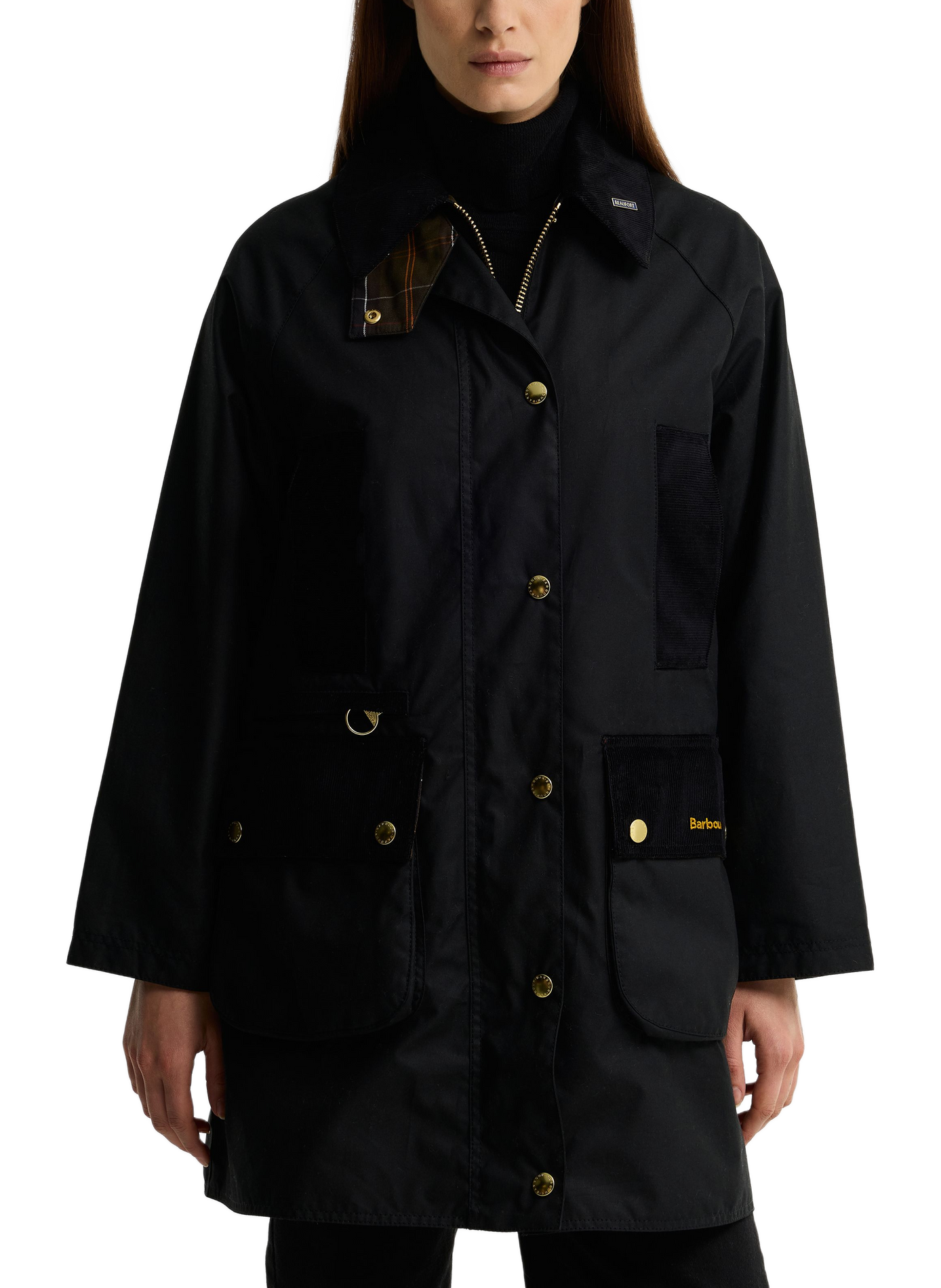 Straight jacket with high collar in cotton BARBOUR Black