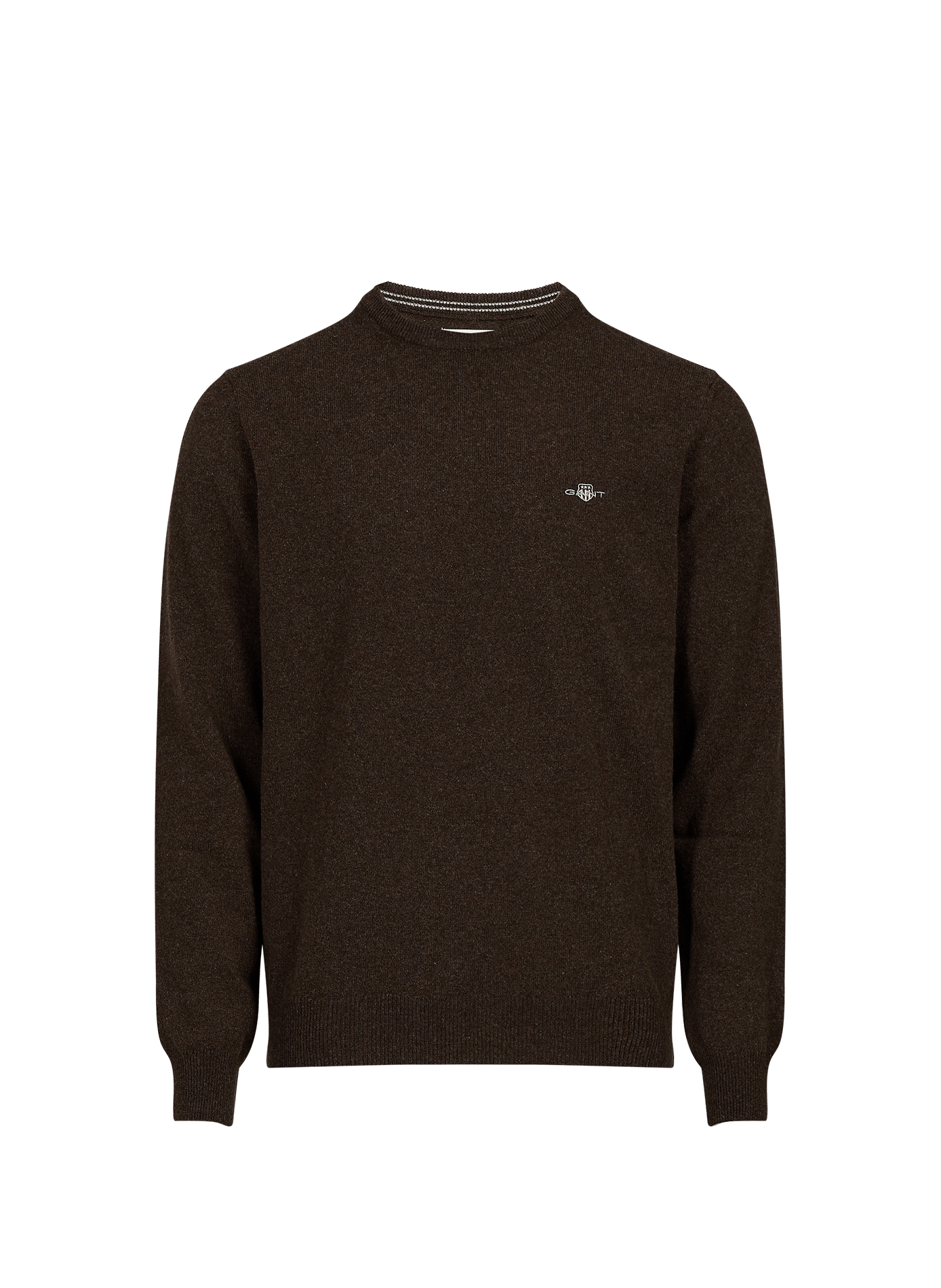 Round-neck straight fit wool sweater GANT Brown