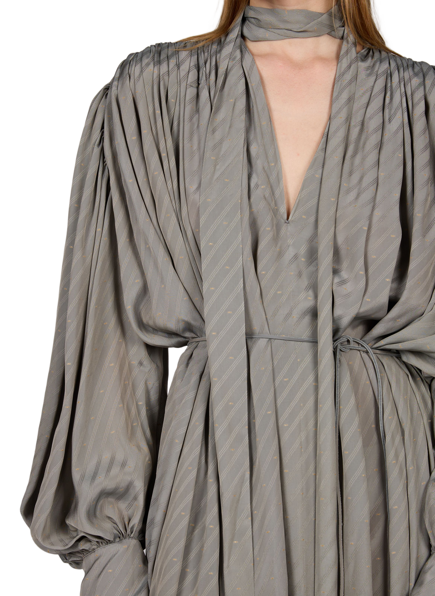 Robe ample Natalie col V à nouer  CALVIN KLEIN COLLECTION Gris