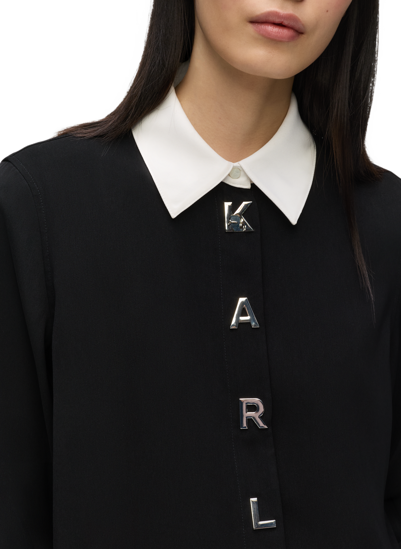 Chemise droite col classique boutons lettres KARL LAGERFELD Noir