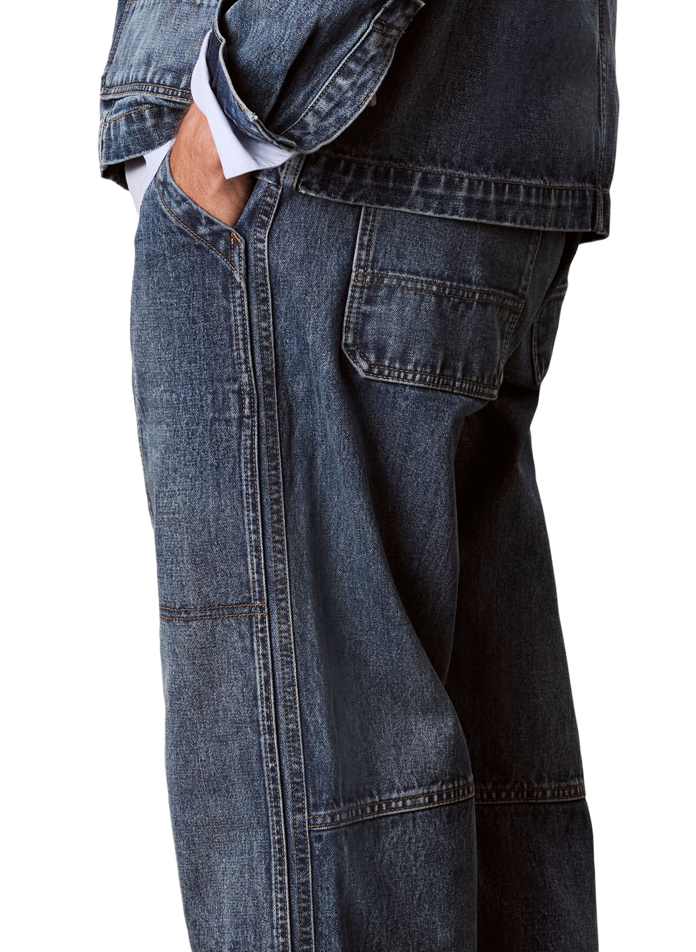Jean large cargo en denim de coton CALVIN KLEIN Blau
