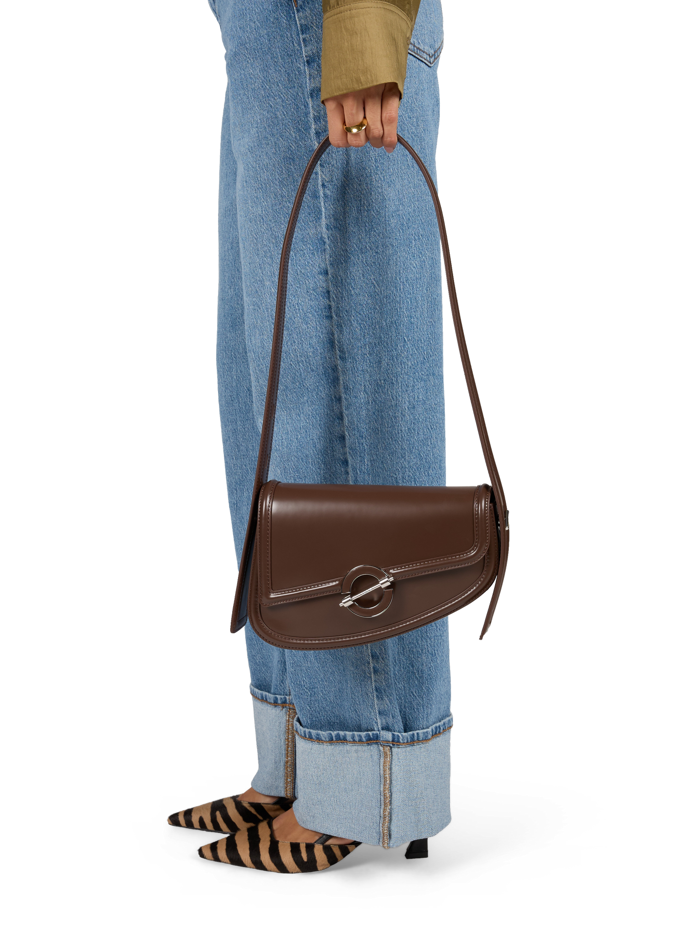 Leather shoulder bag SAMSOE SAMSOE Brown