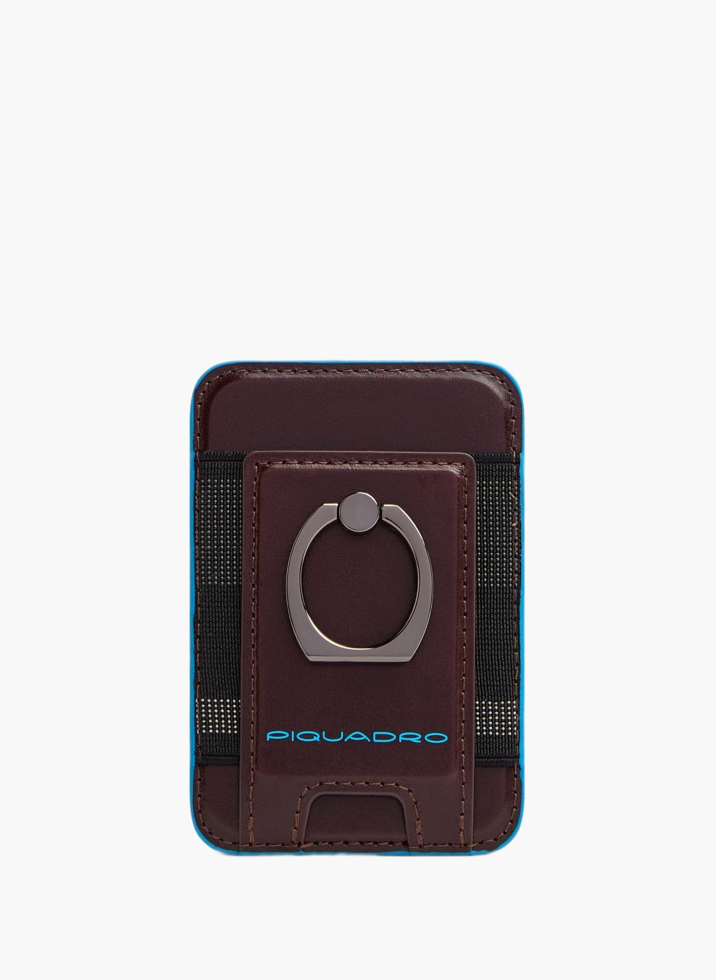 Magsafe® card holder with ring stand – blue square PIQUADRO Brown