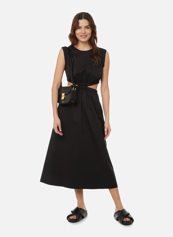 Robe Cut-out en coton mélangé Noir by SAISON 1865 SAISON 1865 Robe Cut-out en coton mélangé Noir