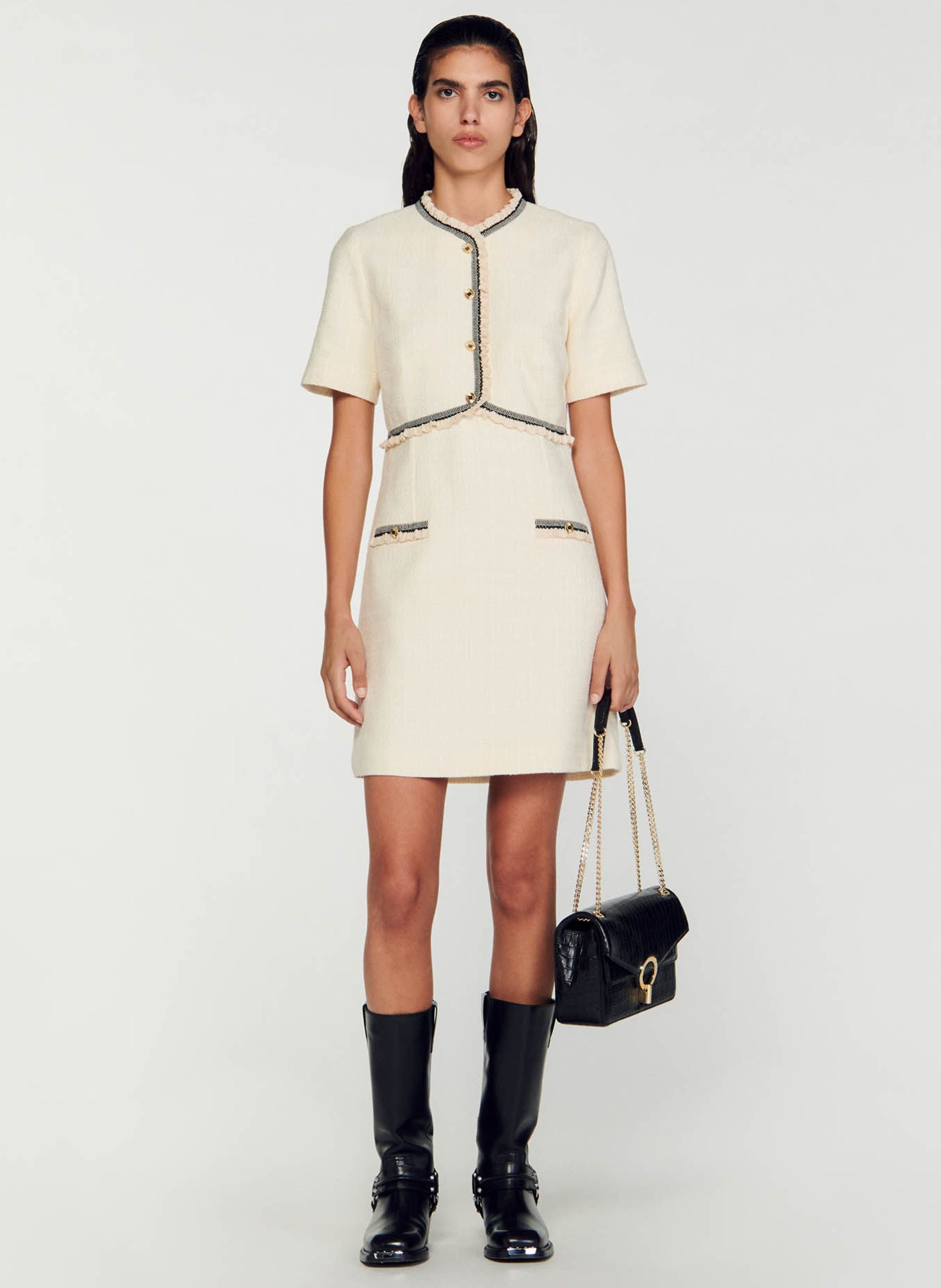 Robe Zara Fille En Tweed Gris Et Blanc - Taille 7 Ans - Neuve Avec étiquettes