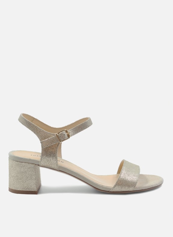 Sandales moyen talon cuir métalisé Doré by JULES & JENN JULES & JENN Sandales moyen talon cuir métalisé Doré