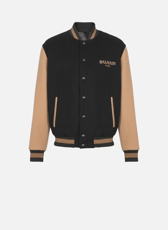 Veste teddy bicolore en laine et cachemire Noir by BALMAIN BALMAIN Veste teddy bicolore en laine et cachemire Noir