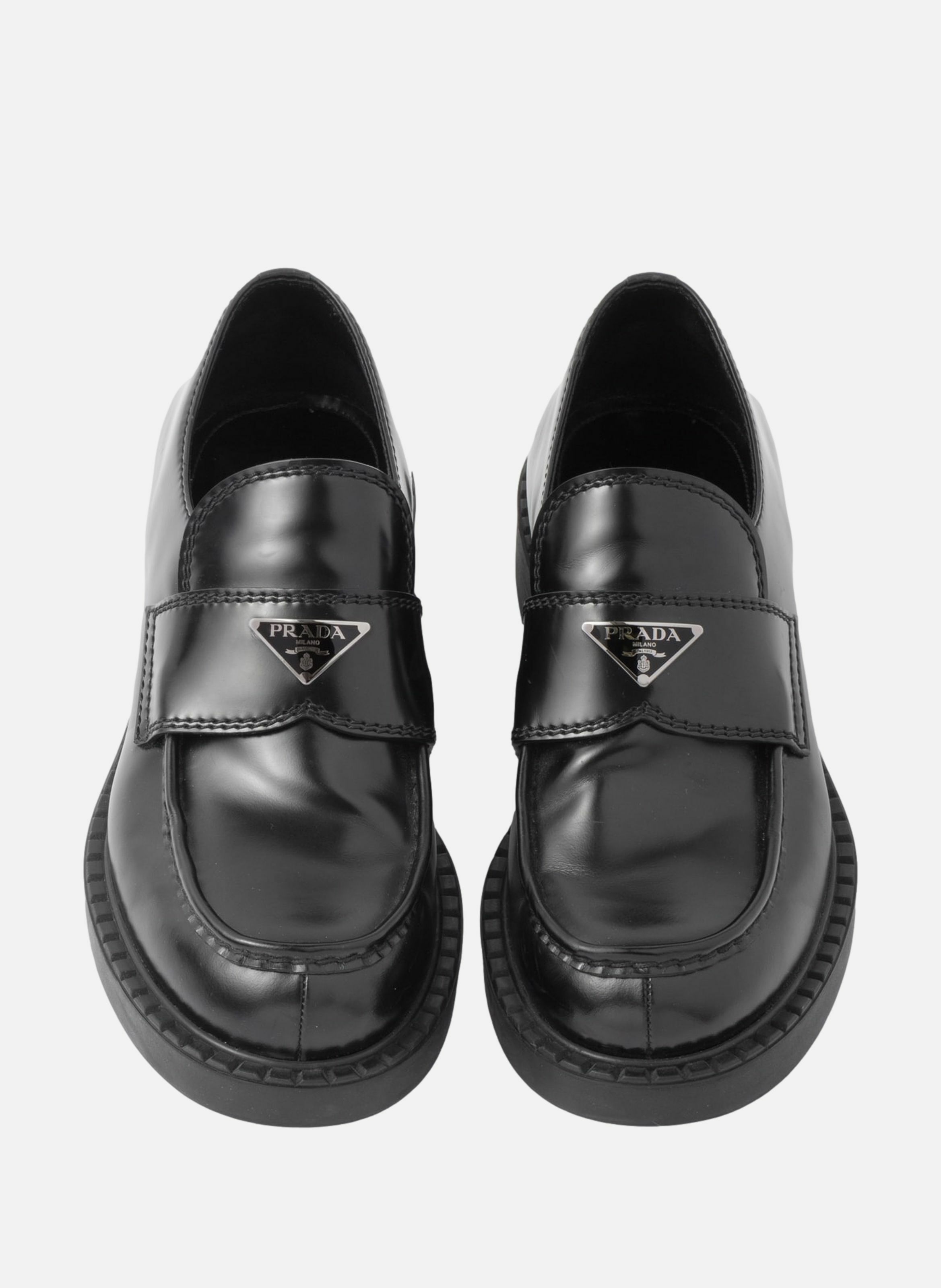 Mocassins chocolate en cuir brossé PRADA Noir