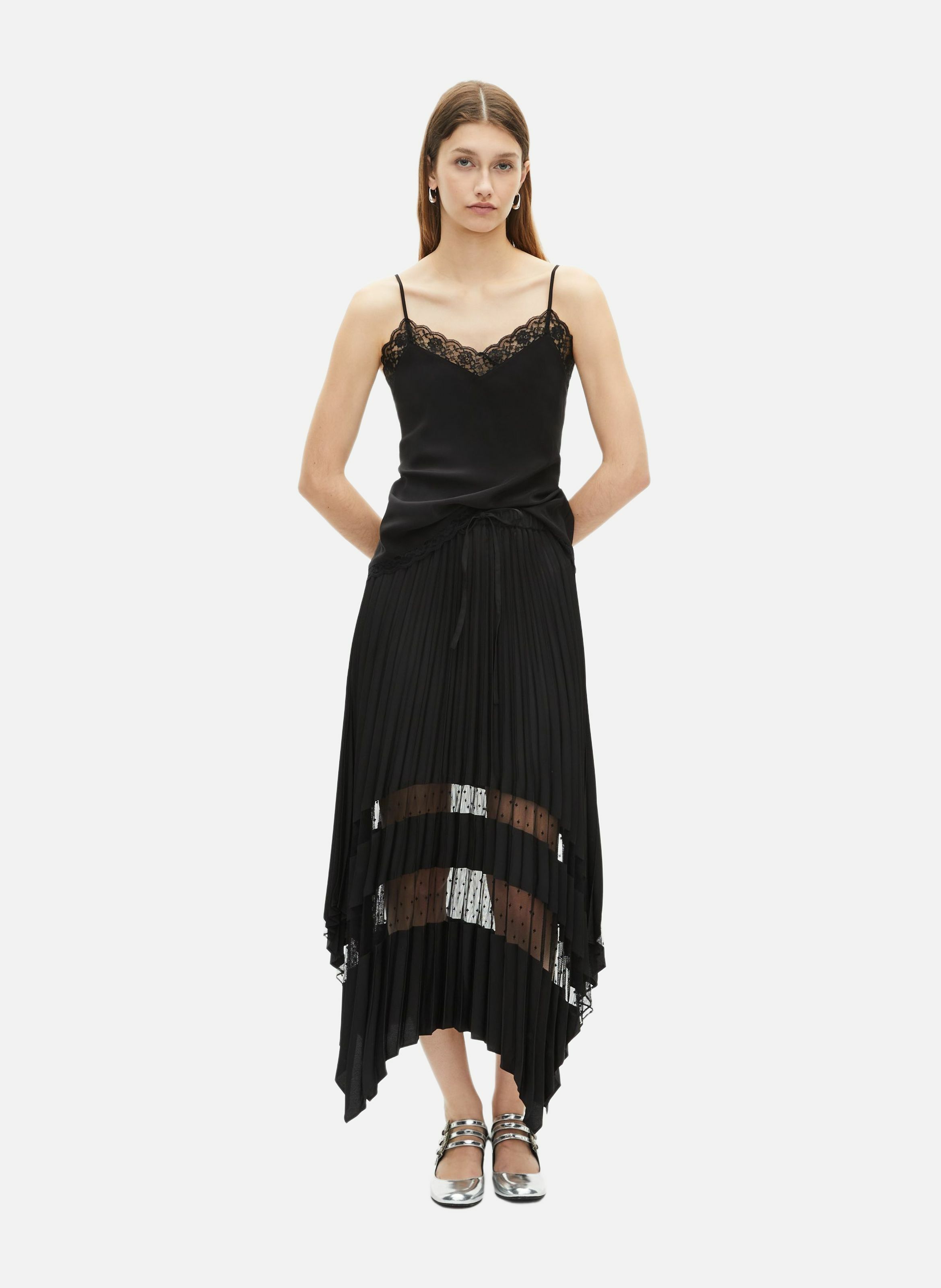 Caraco en soie et dentelle THE KOOPLES Noir