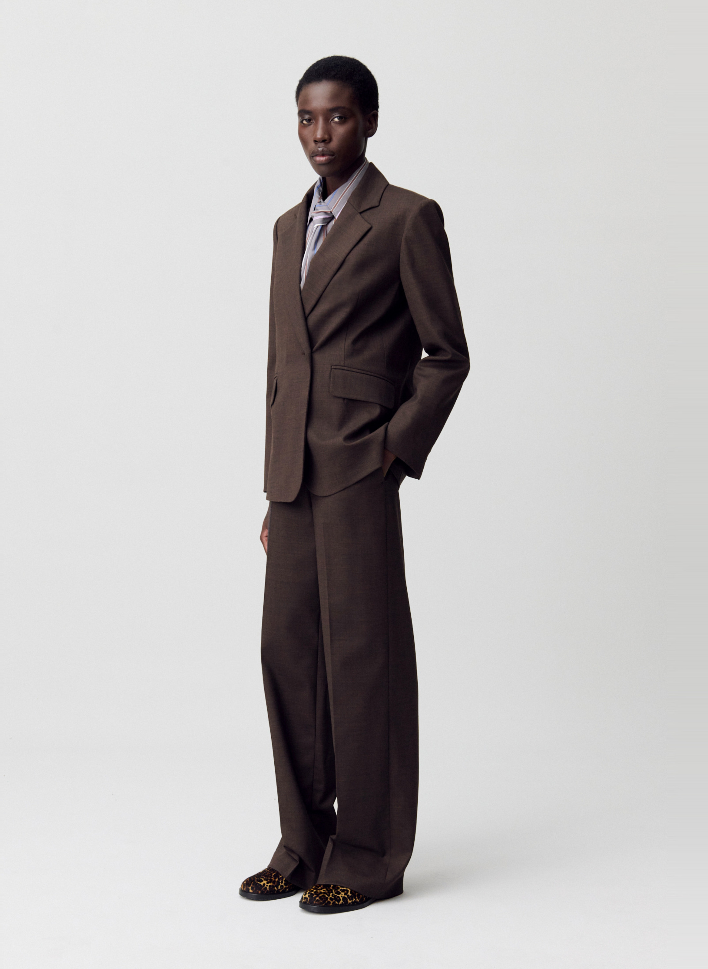 Veste tailleur droite unie en laine mélangée villagabis CLAUDIE PIERLOT Marron