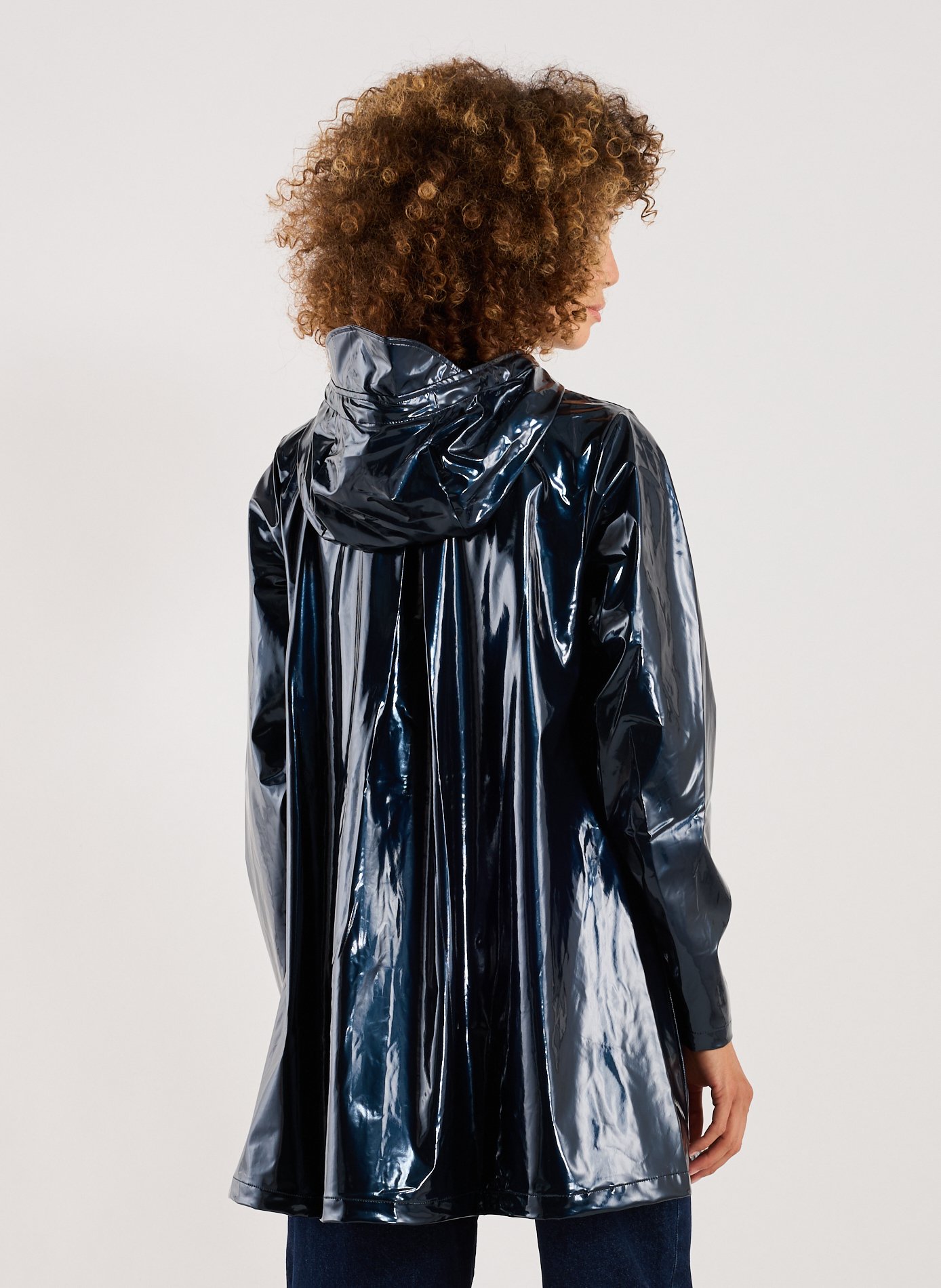 Parka longue vernie RAINS Bleu