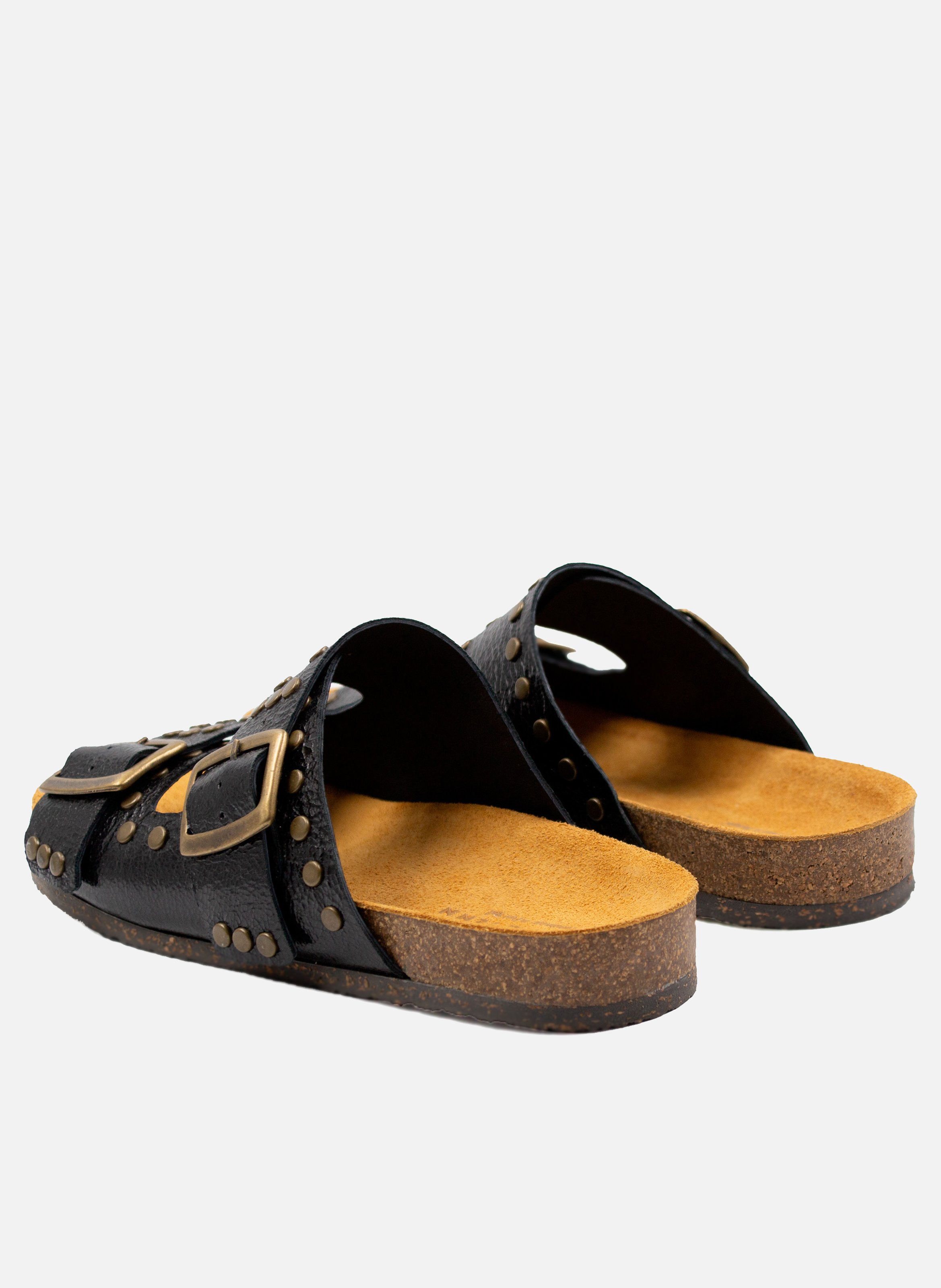 Mules liège clous cuir métallisé JULES & JENN Noir