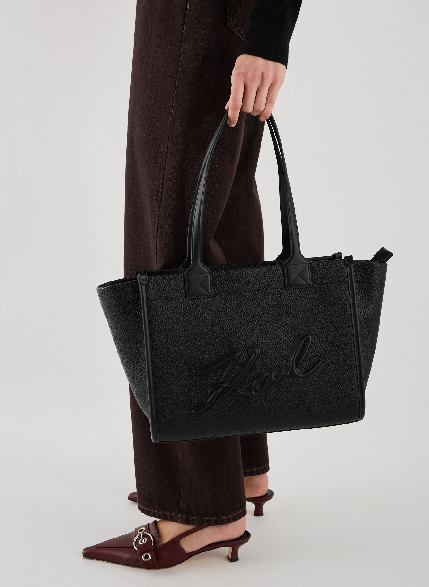 KARL LAGERFELD Grained logo tote bag Multicolour