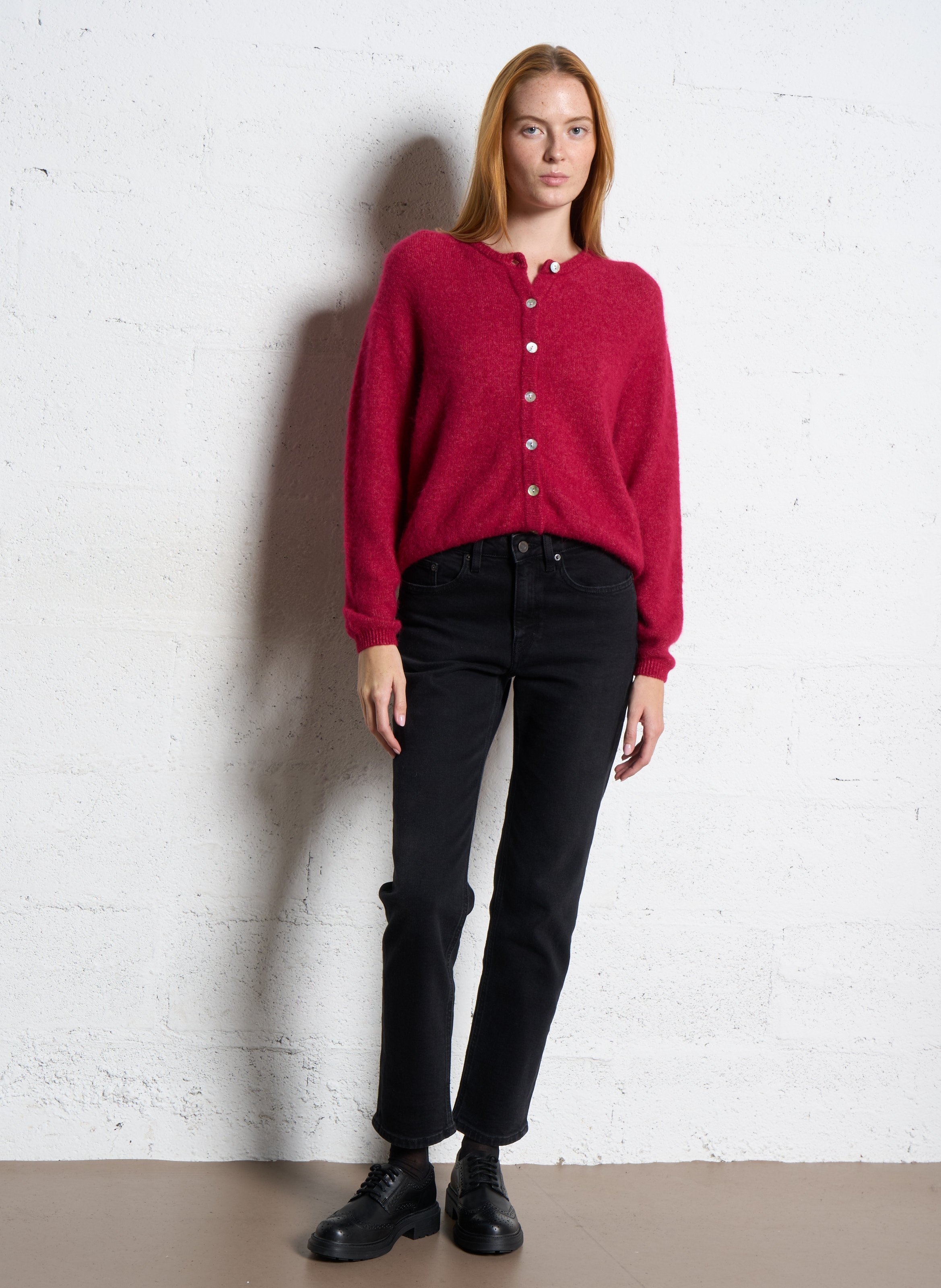 Gilet ample col rond en laine mélangée vitow AMERICAN VINTAGE Rose