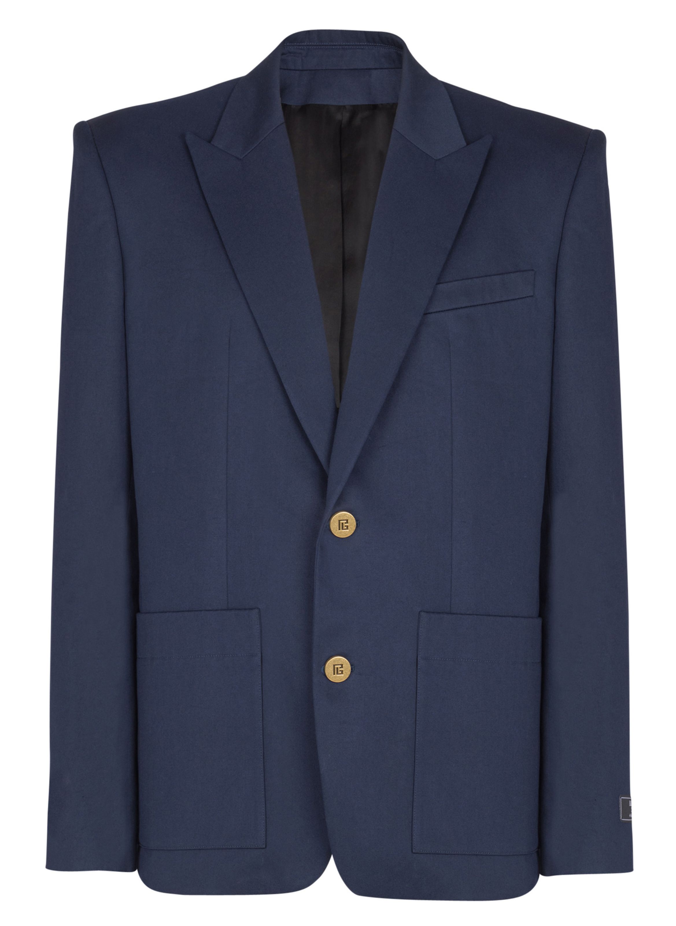 Veste 2 boutons en twill de coton BALMAIN Bleu