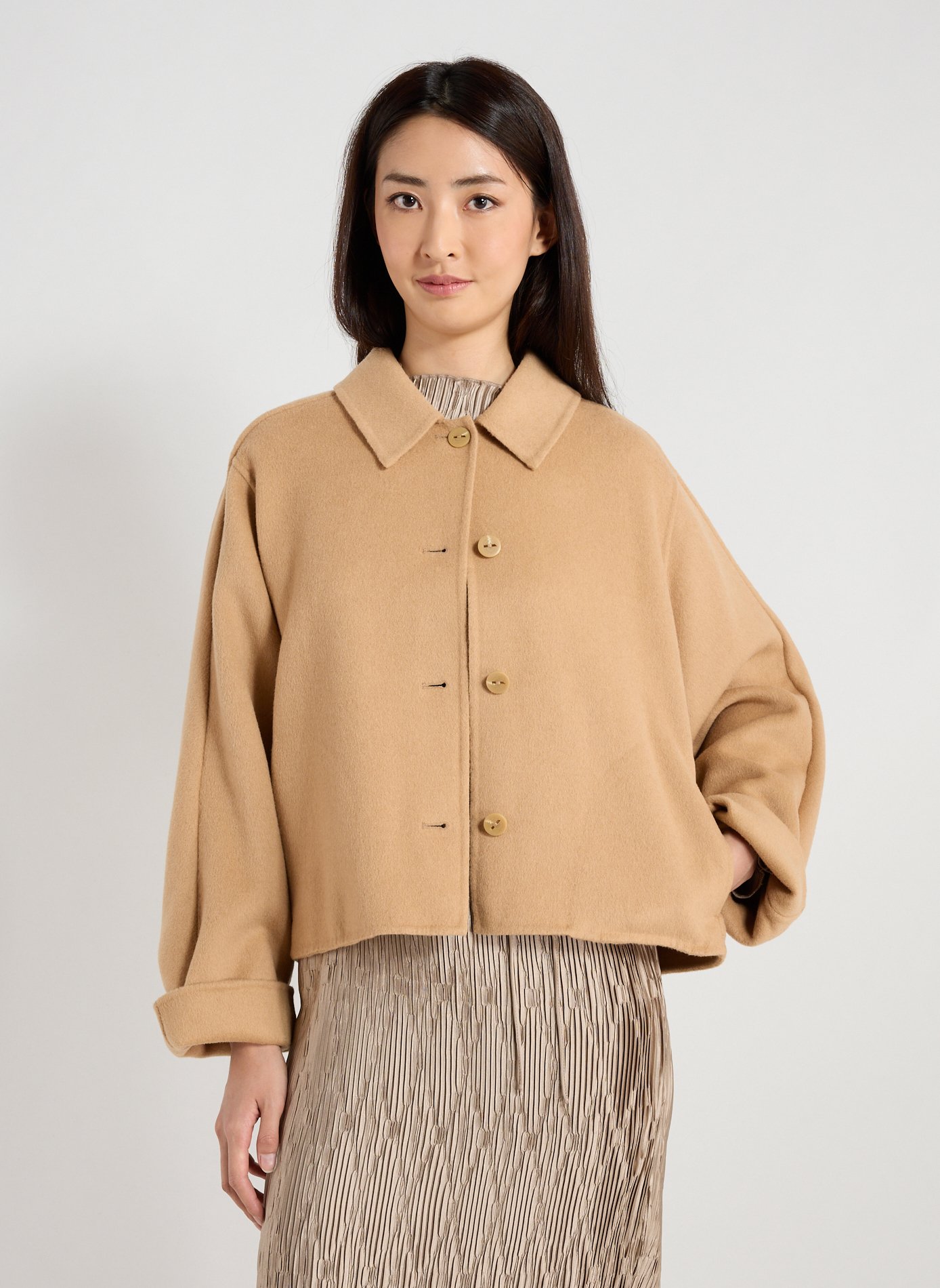 ADOLFO DOMINGUEZ Short cape jacket Brown