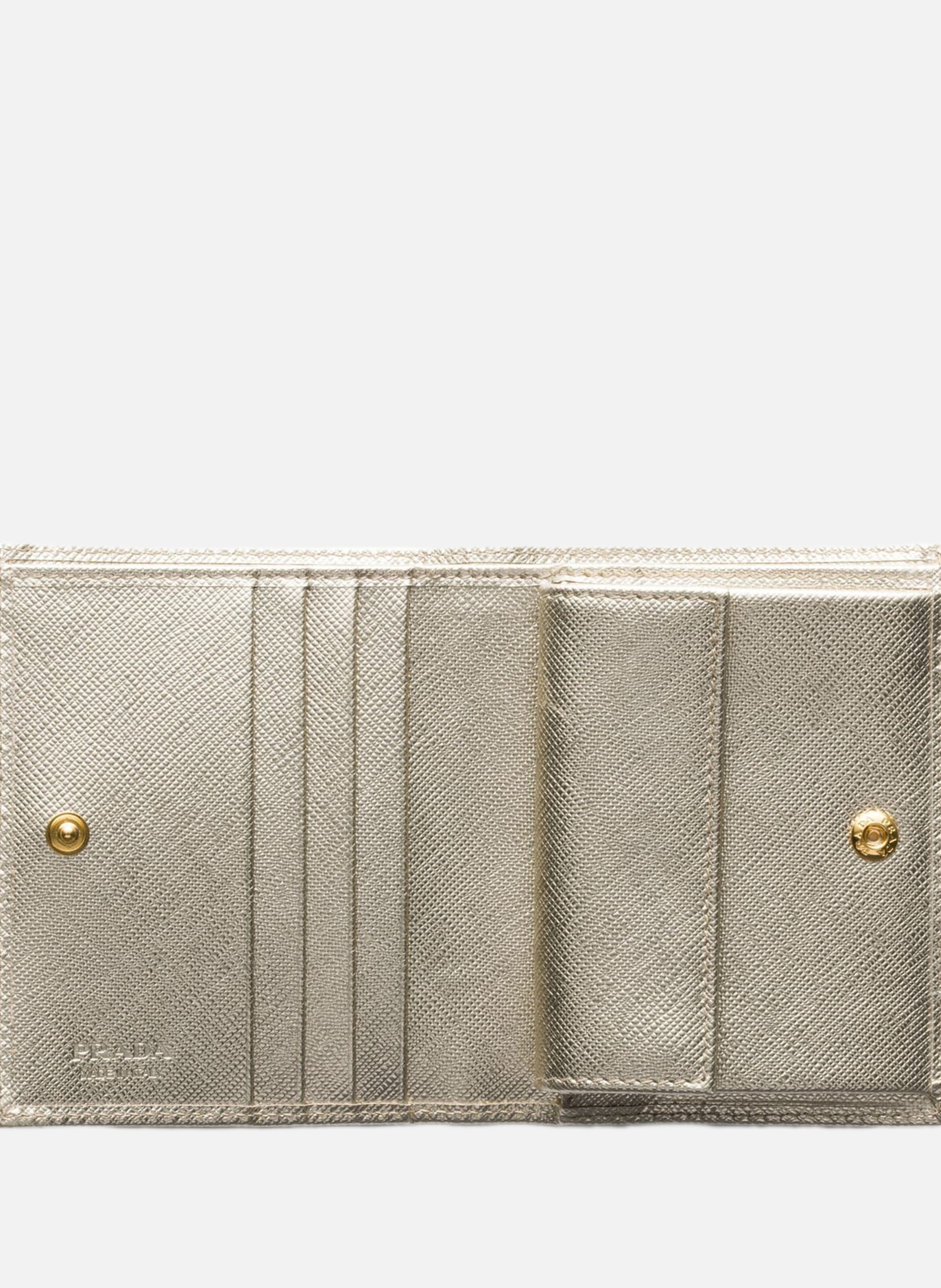 Petit portefeuille en cuir saffiano PRADA Argent