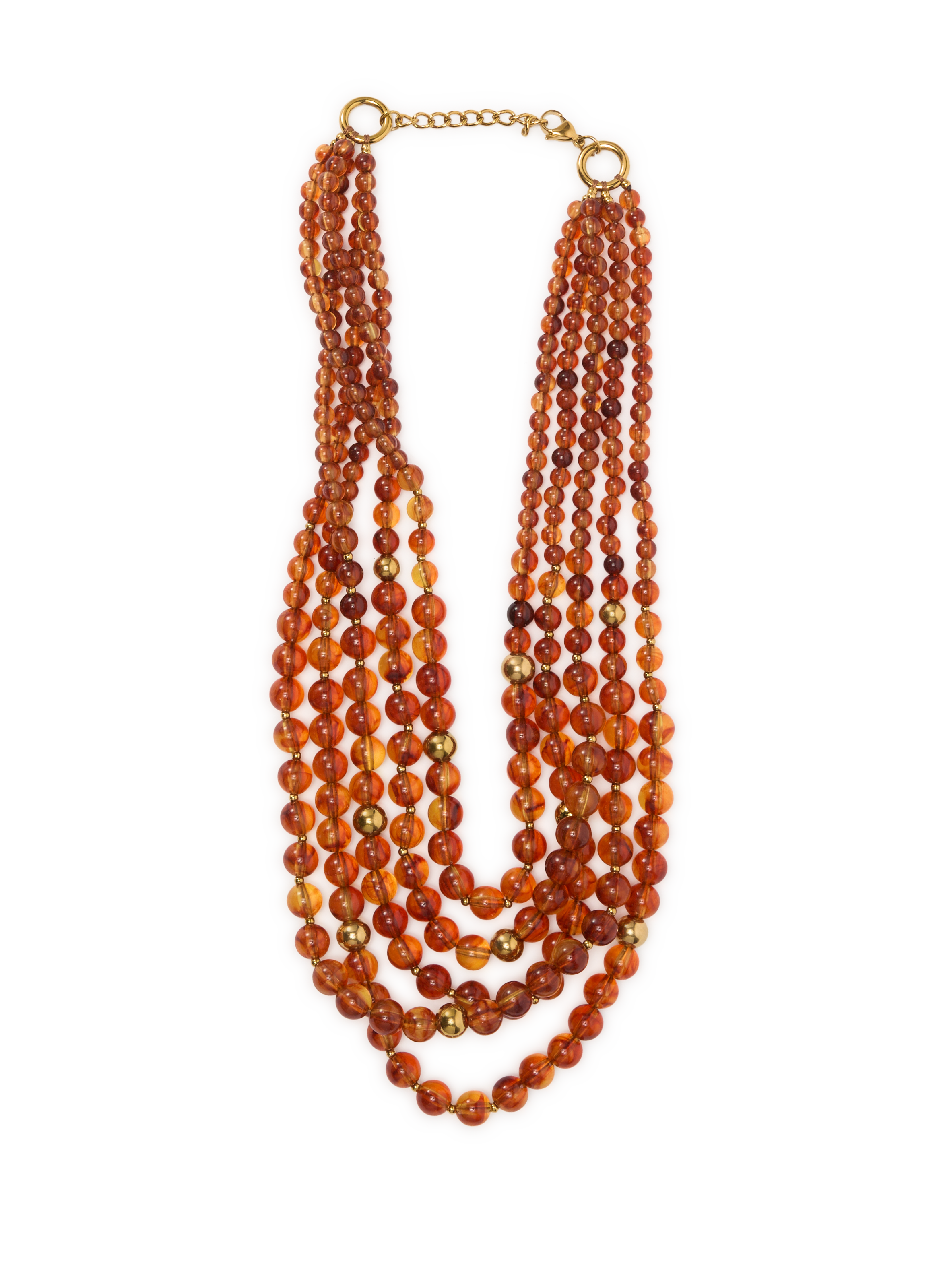 AU PRINTEMPS PARIS Collier à cinq rangés Marron