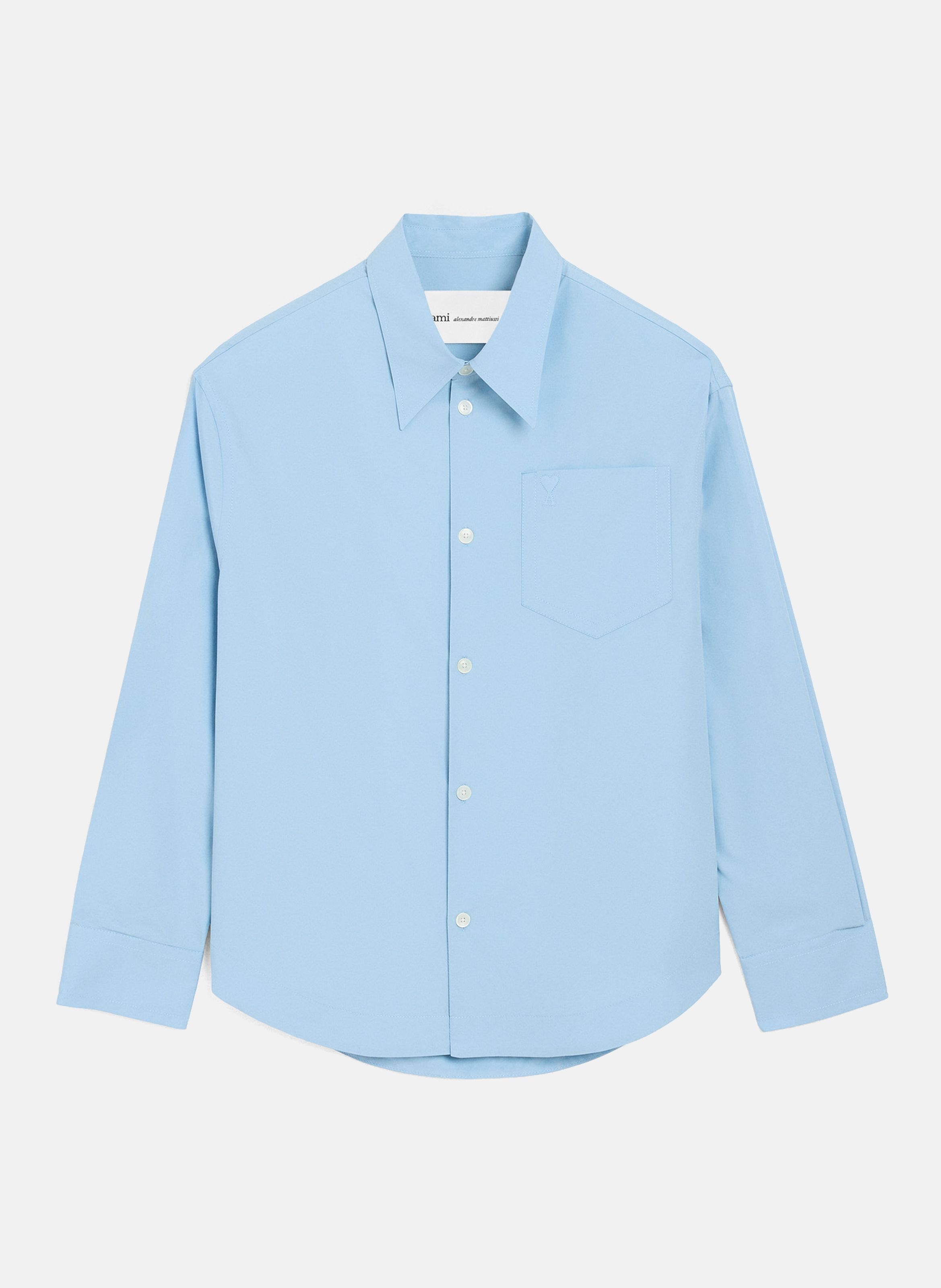 Chemise large col en pointe ami de coeur unisexe en coton AMI PARIS Bleu