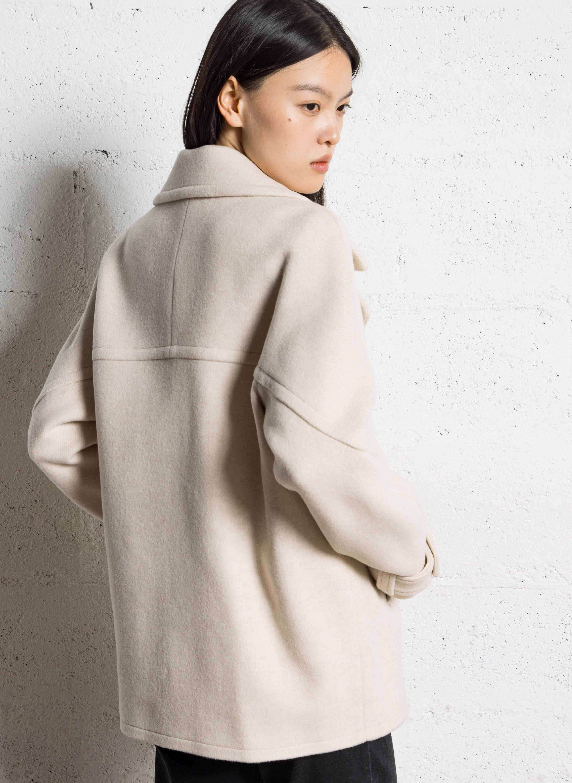 Manteau col tailleur en laine mélangée dean MAISON 123 Blanc