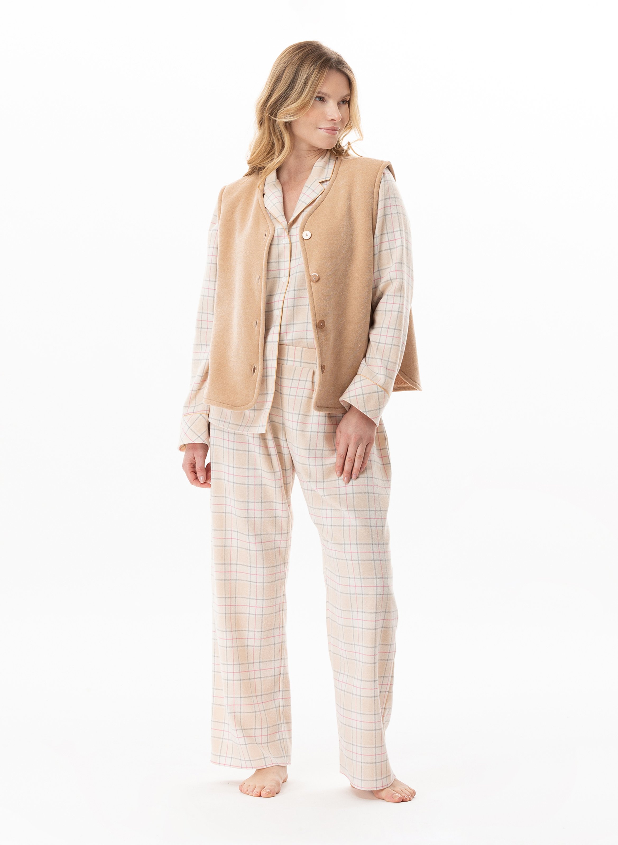 Gilet en peluche flanelle montauk 130 LE CHAT Beige