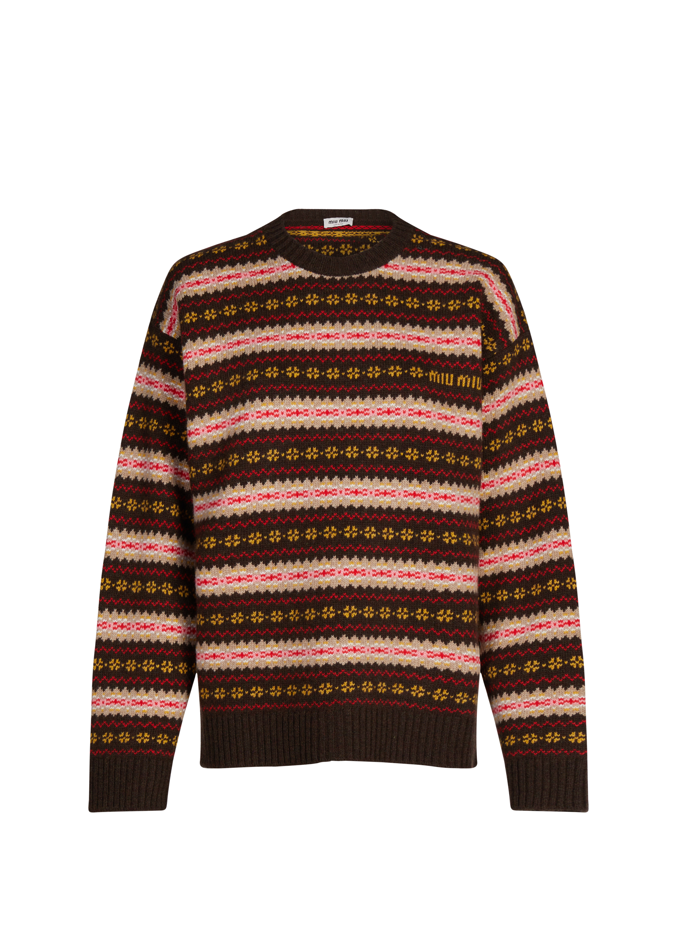 Oversized round neck sweater with virgin wool pattern MIU MIU Multicolour