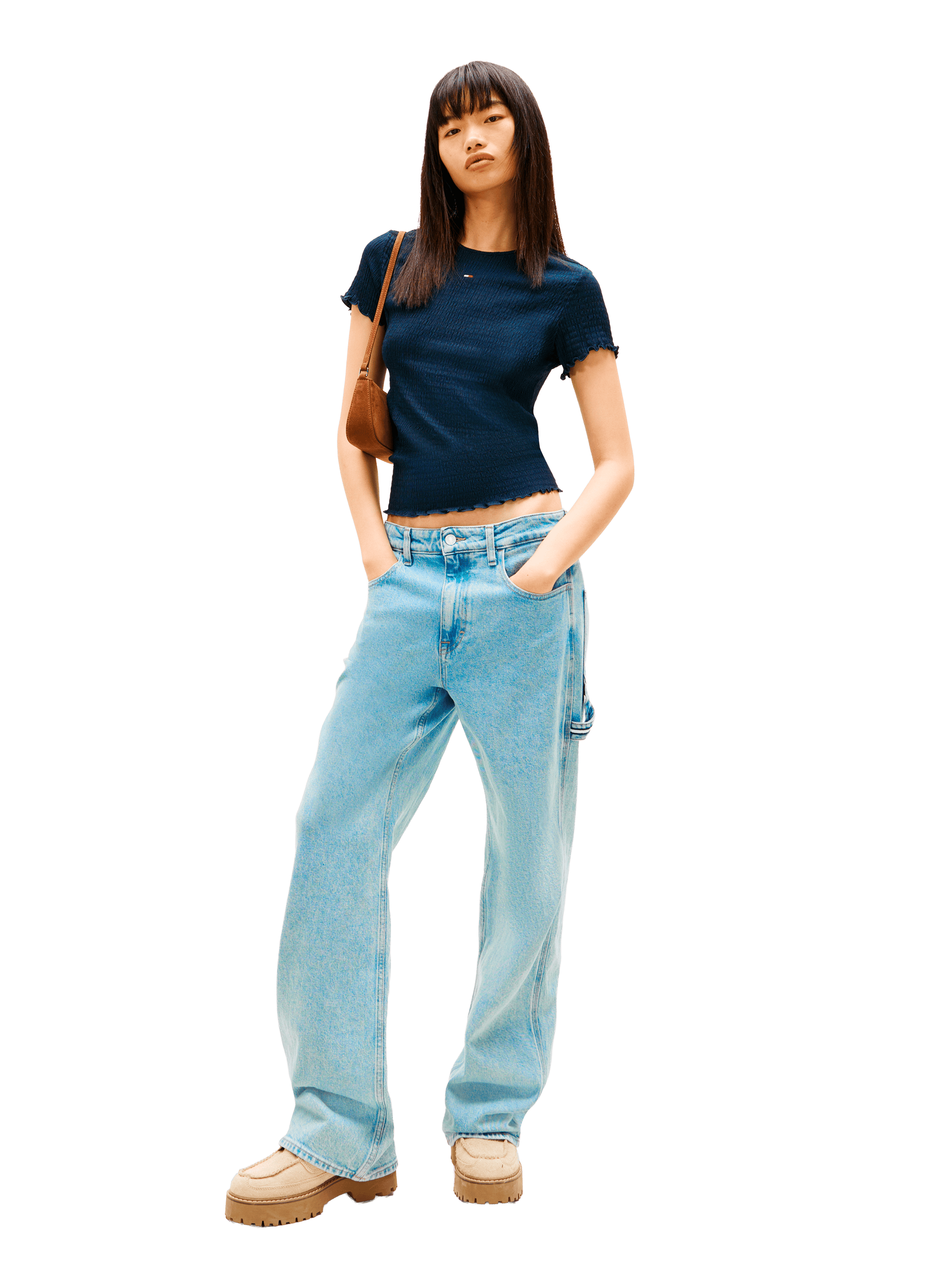 Ribbed logo T-shirt TOMMY HILFIGER Blue