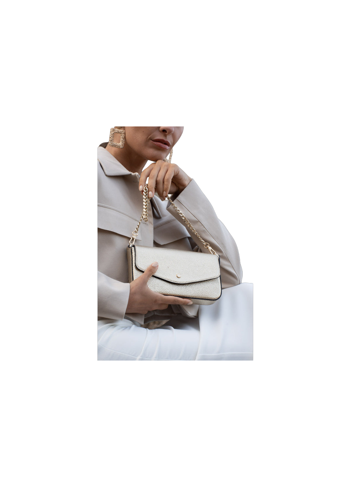 Club | sac pochette marron POURCHET Doré