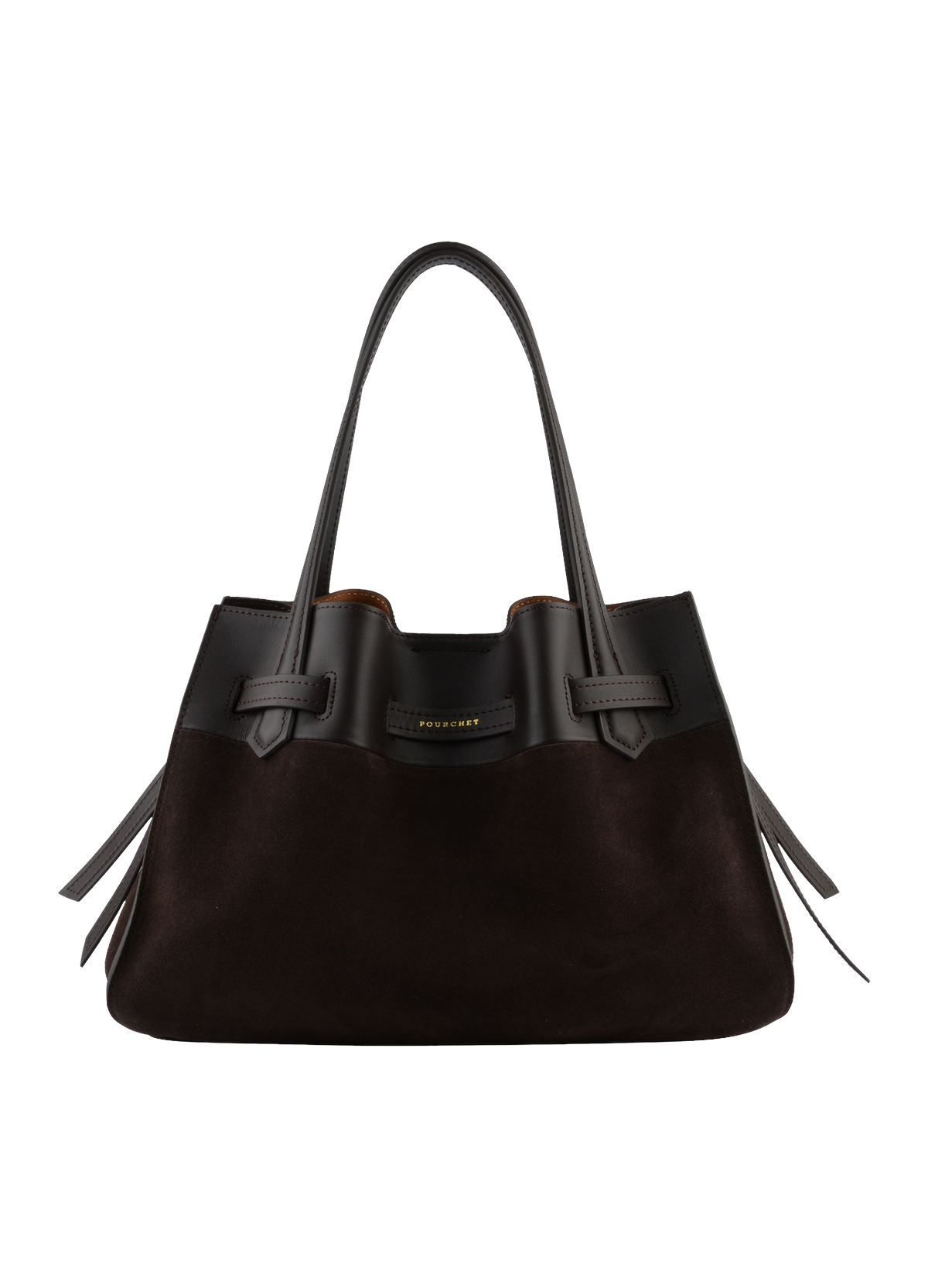 Blossom Daim | Sac à main MM en cuir de vachette POURCHET Marron