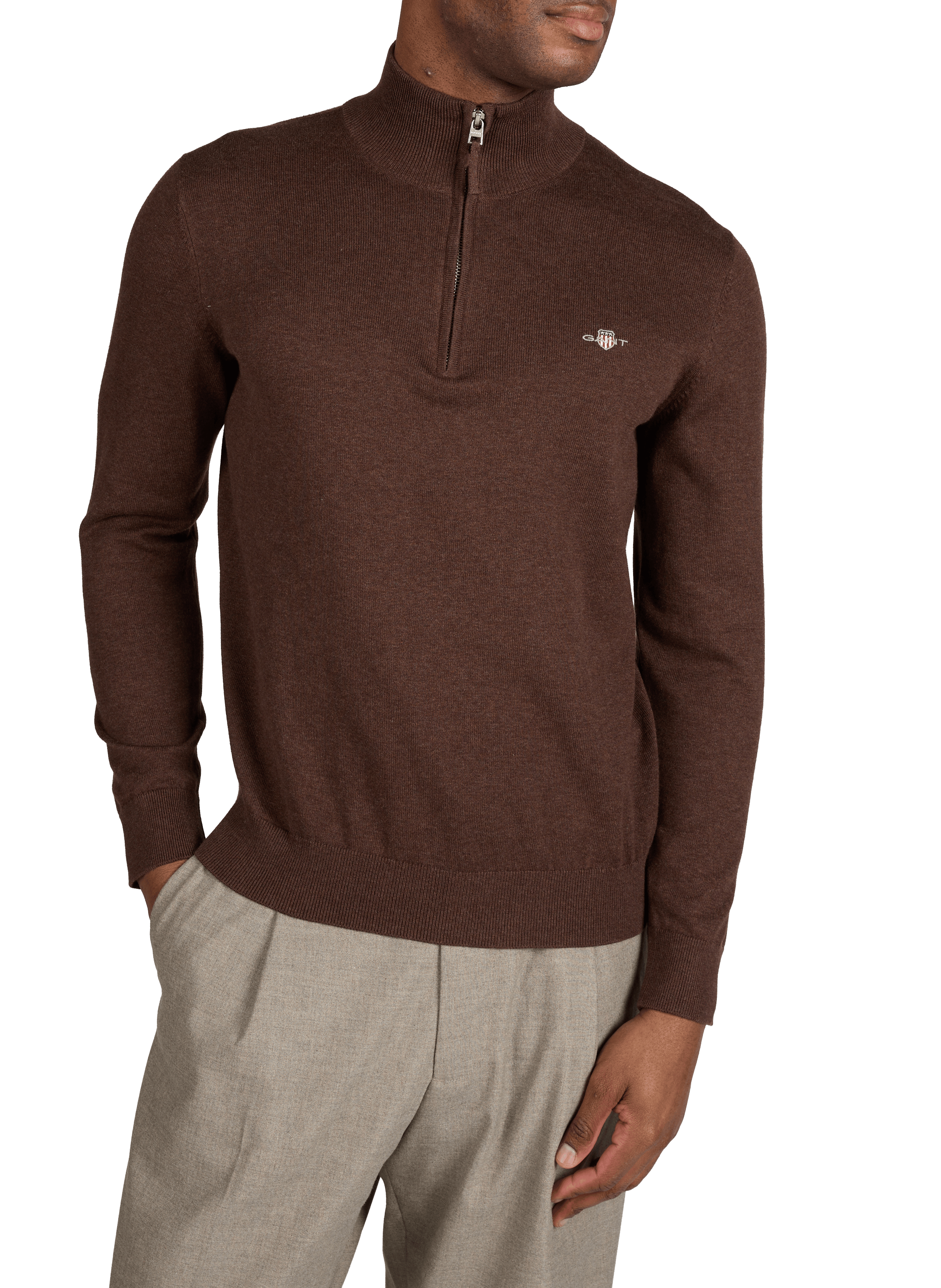 Funnel neck half-zip jumper GANT Brown