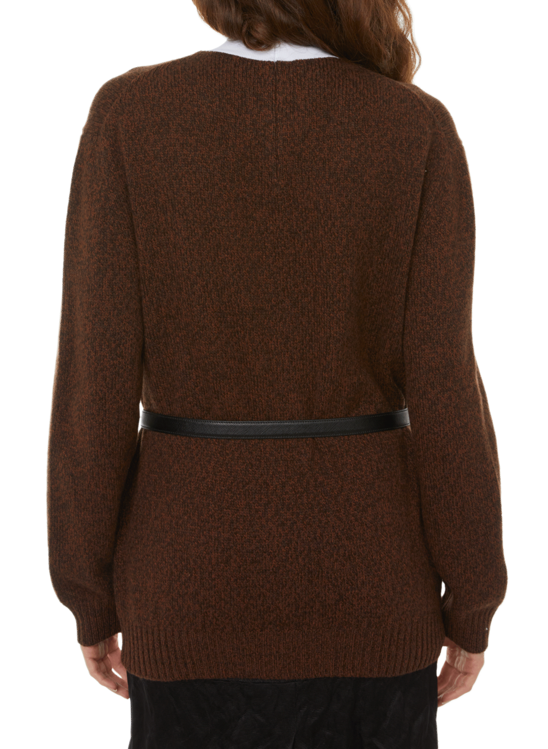 Pull en laine et cachemire mélangés PRADA Marron