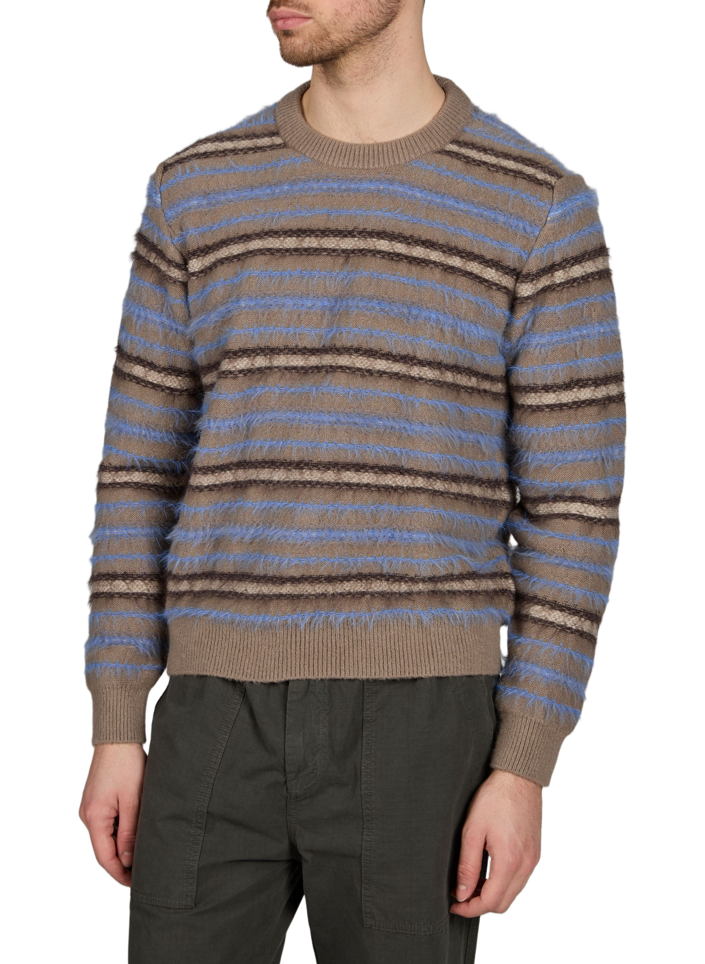 Round neck striped sweater SAMSOE SAMSOE Beige
