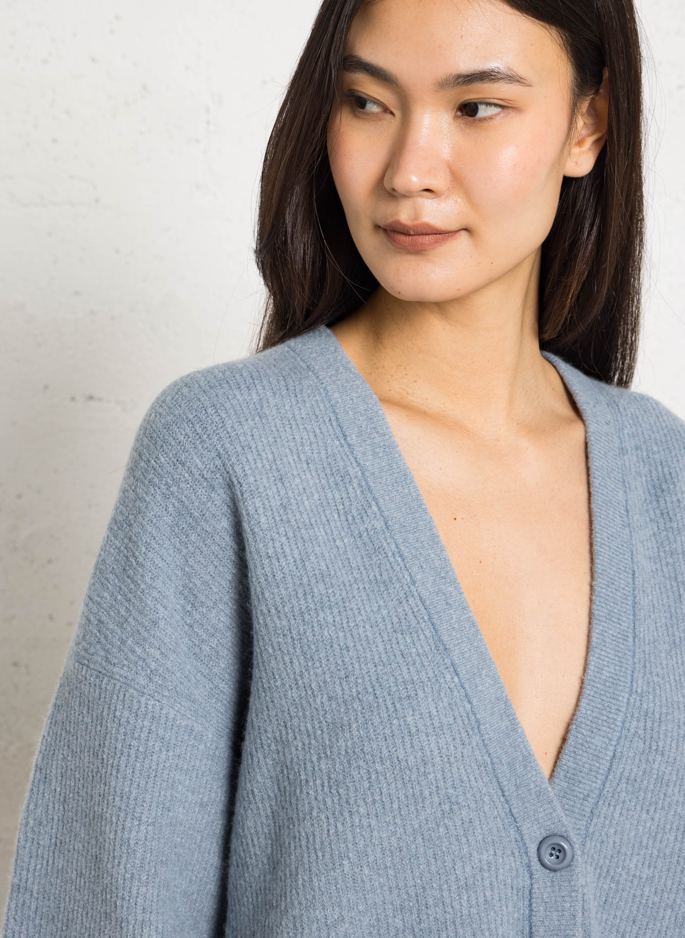 Gilet oversize col rond en maille damsville AMERICAN VINTAGE Bleu