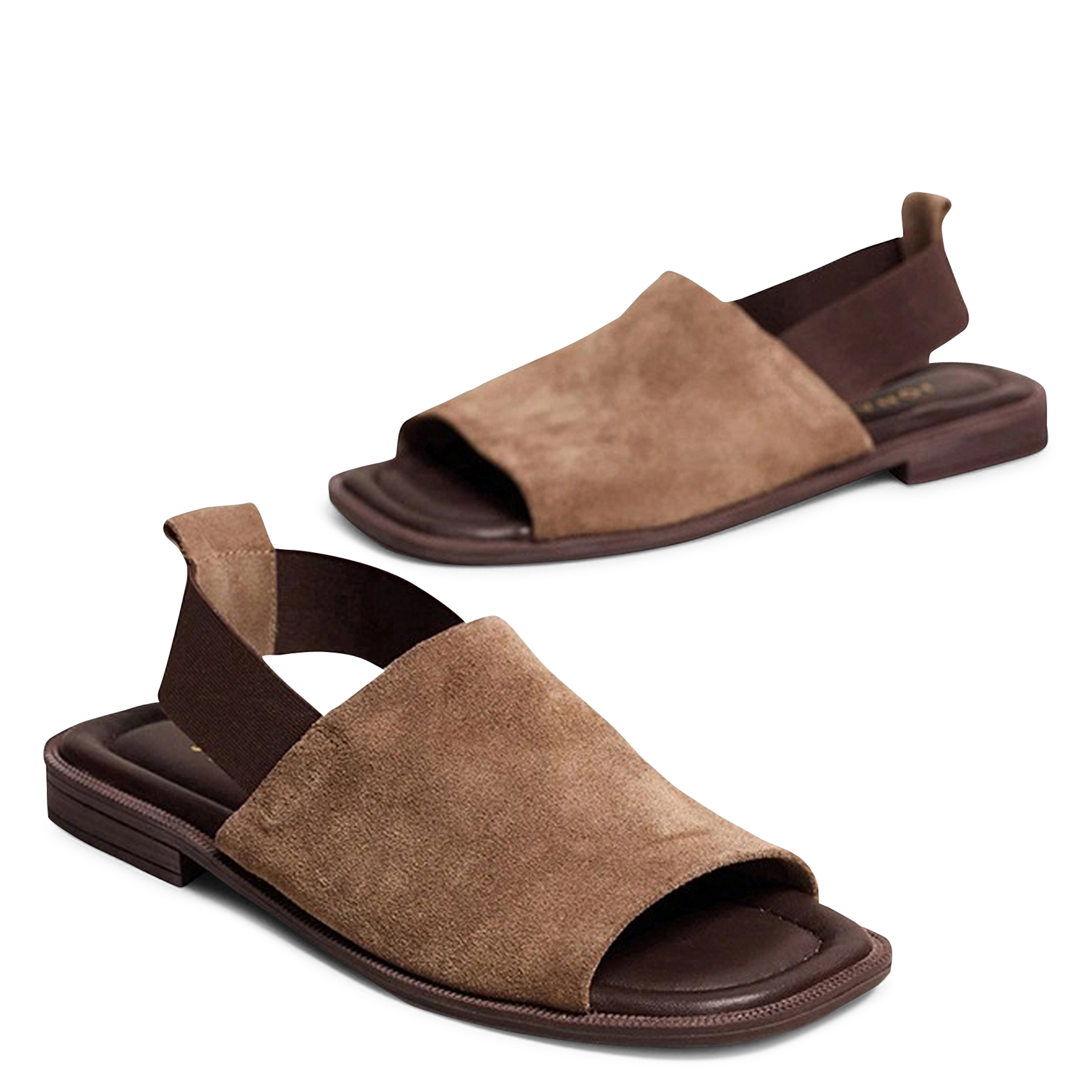 Sandales plates en cuir suédé joy JONAK Marron