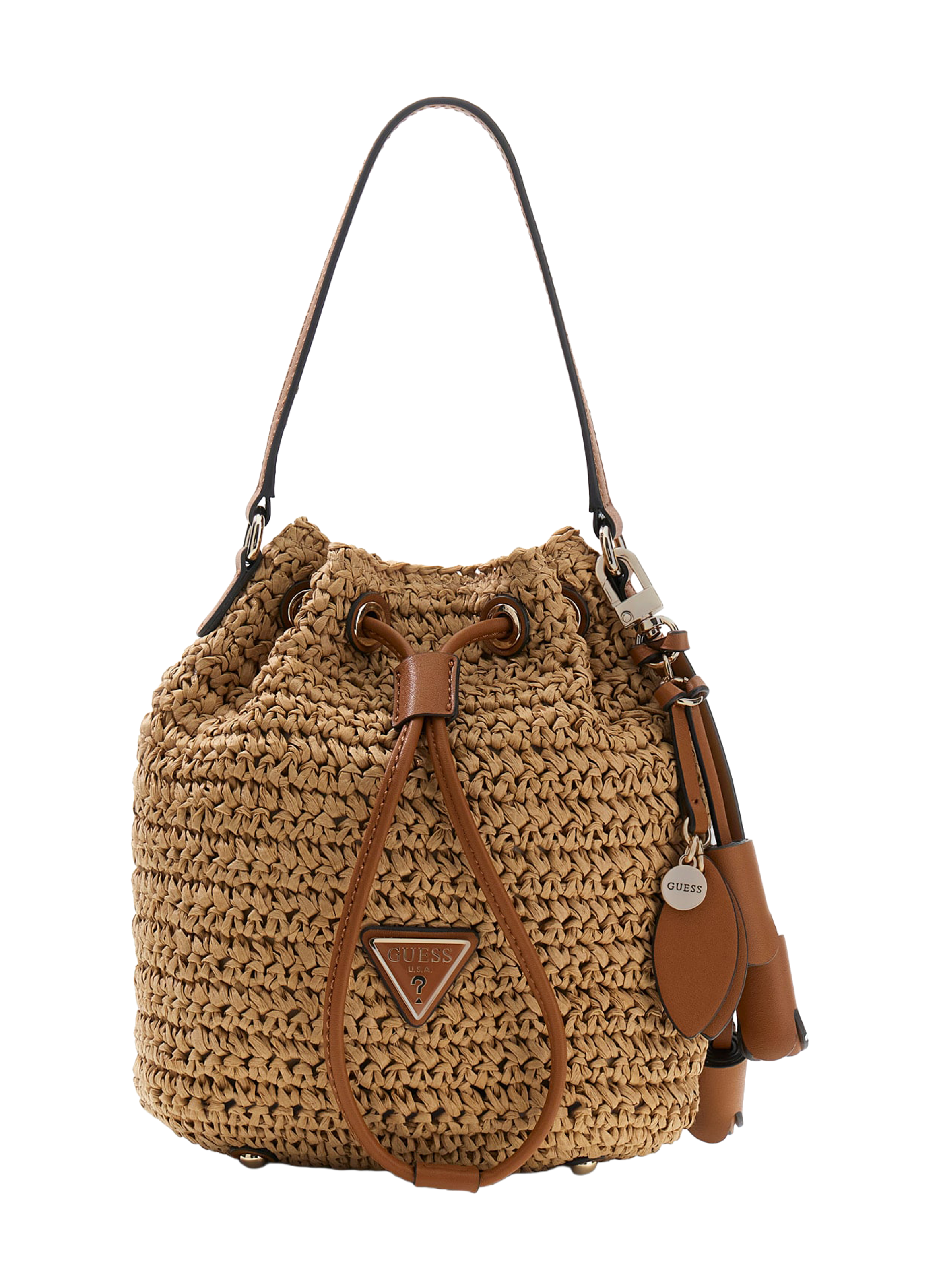 Ofelia straw bucket bag GUESS Brown