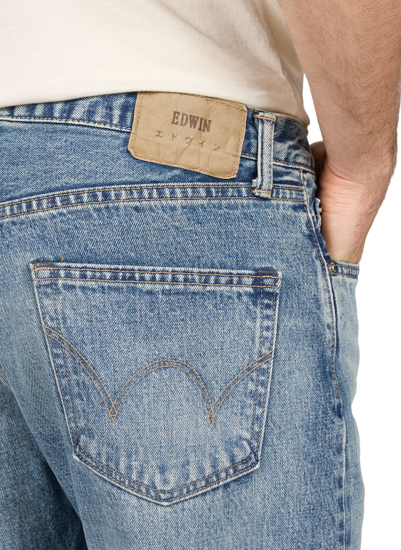 Pantaloni dritti in cotone solidi EDWIN Blu