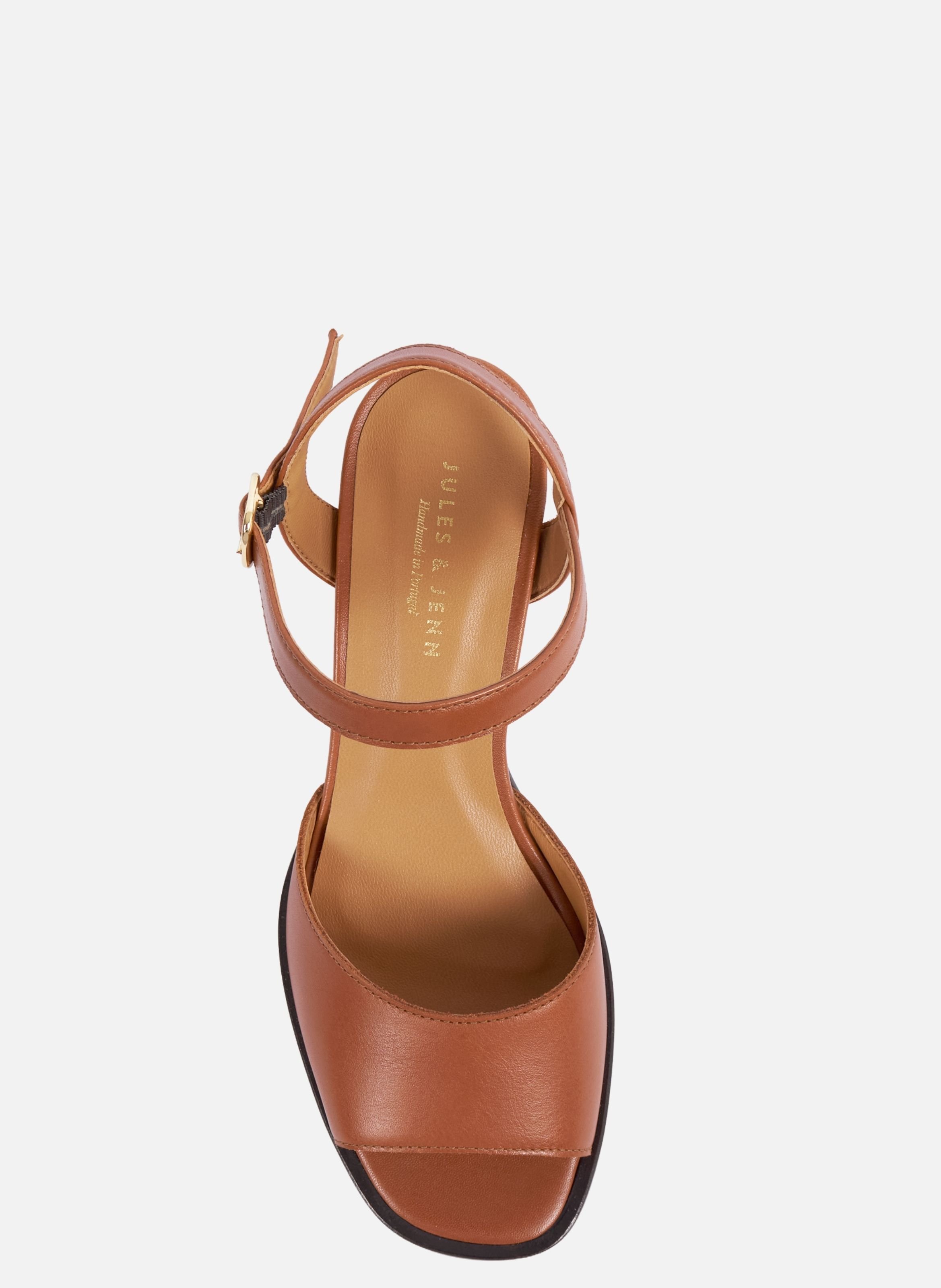 Sandales talon anouk cuir lisse JULES & JENN Marron