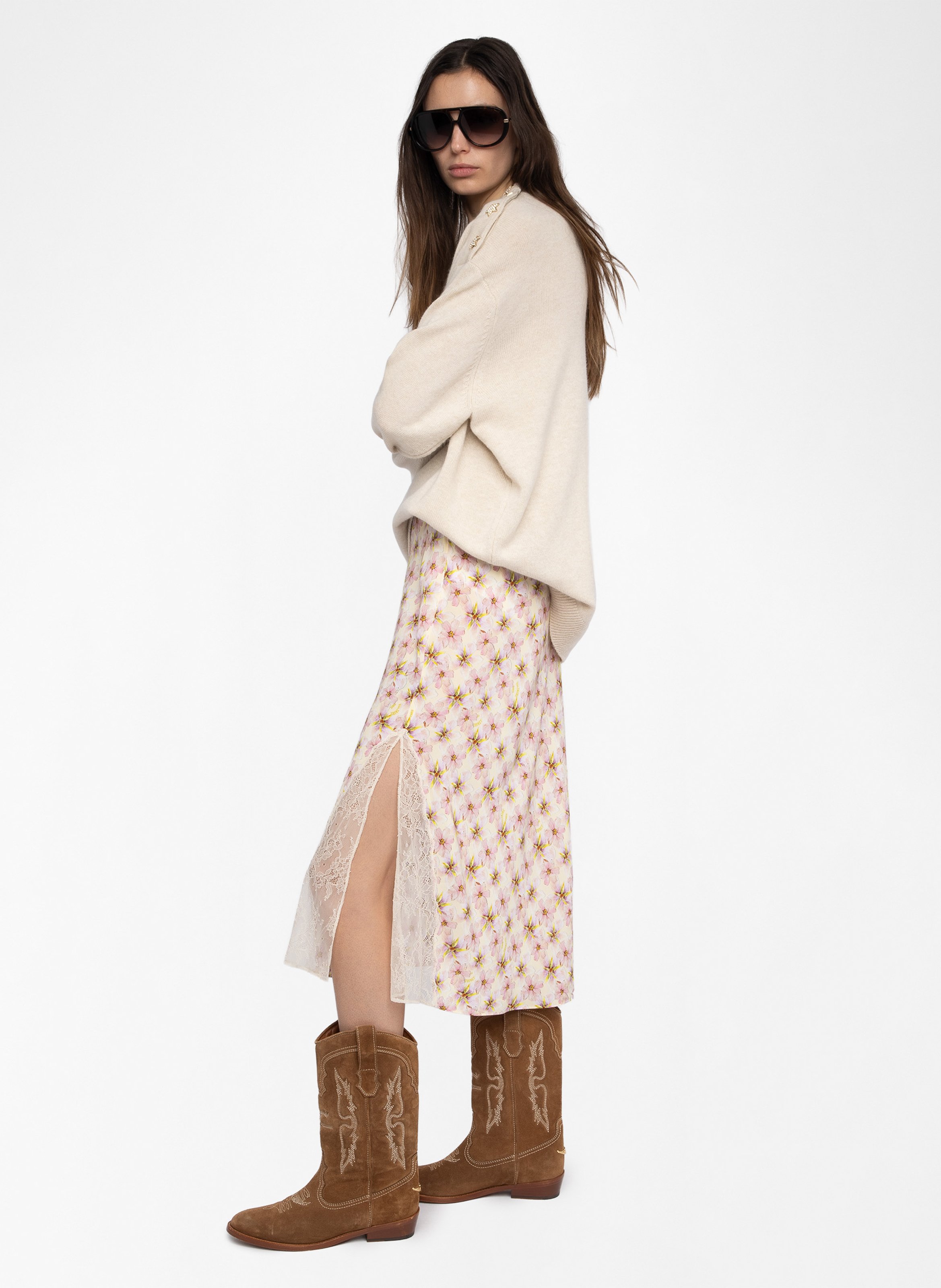 Jupe midi fluide imprimée jayla ZADIG&VOLTAIRE Jaune