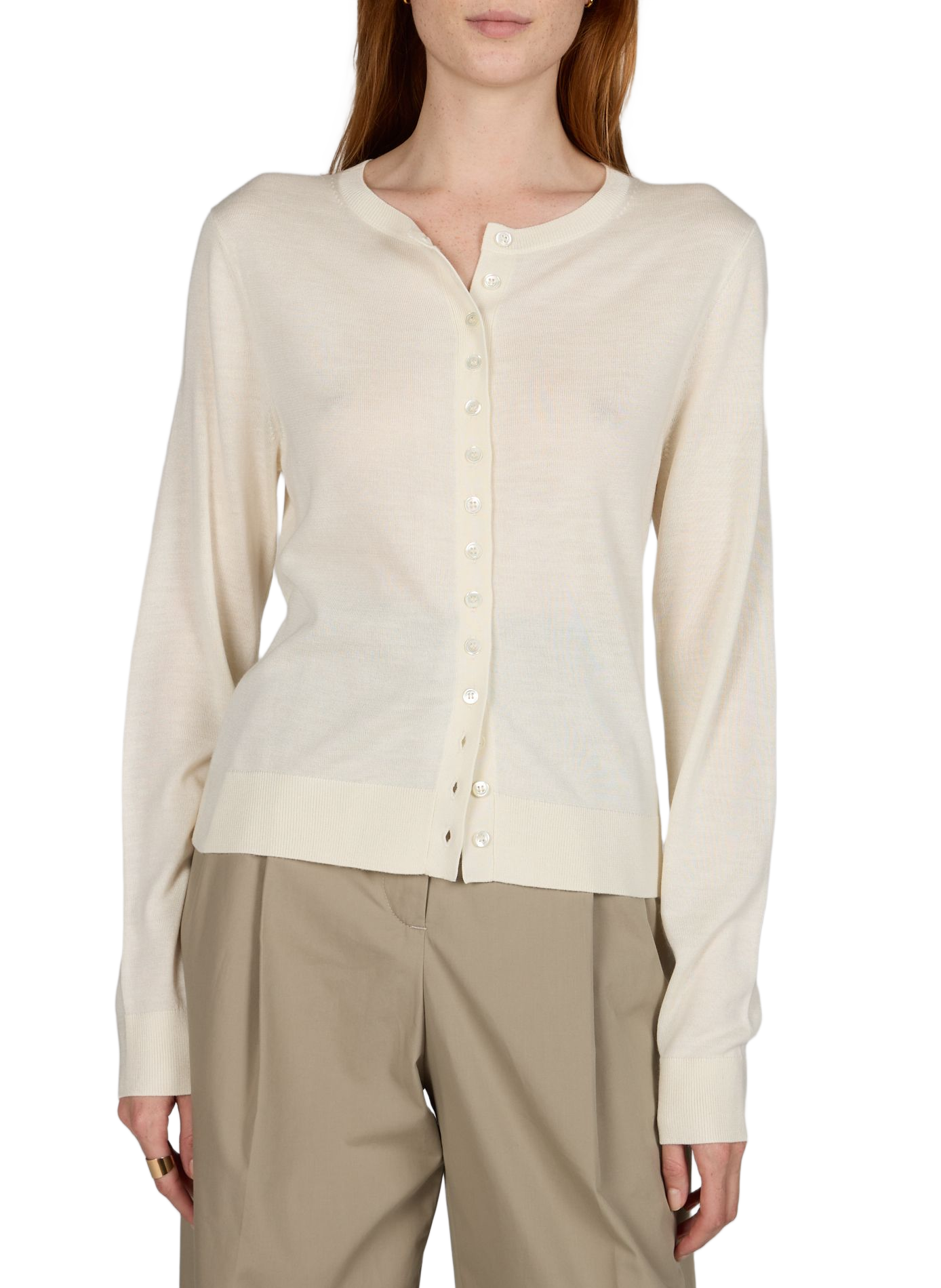 Hayla silk, wool, and cashmere cardigan ALMADA Beige