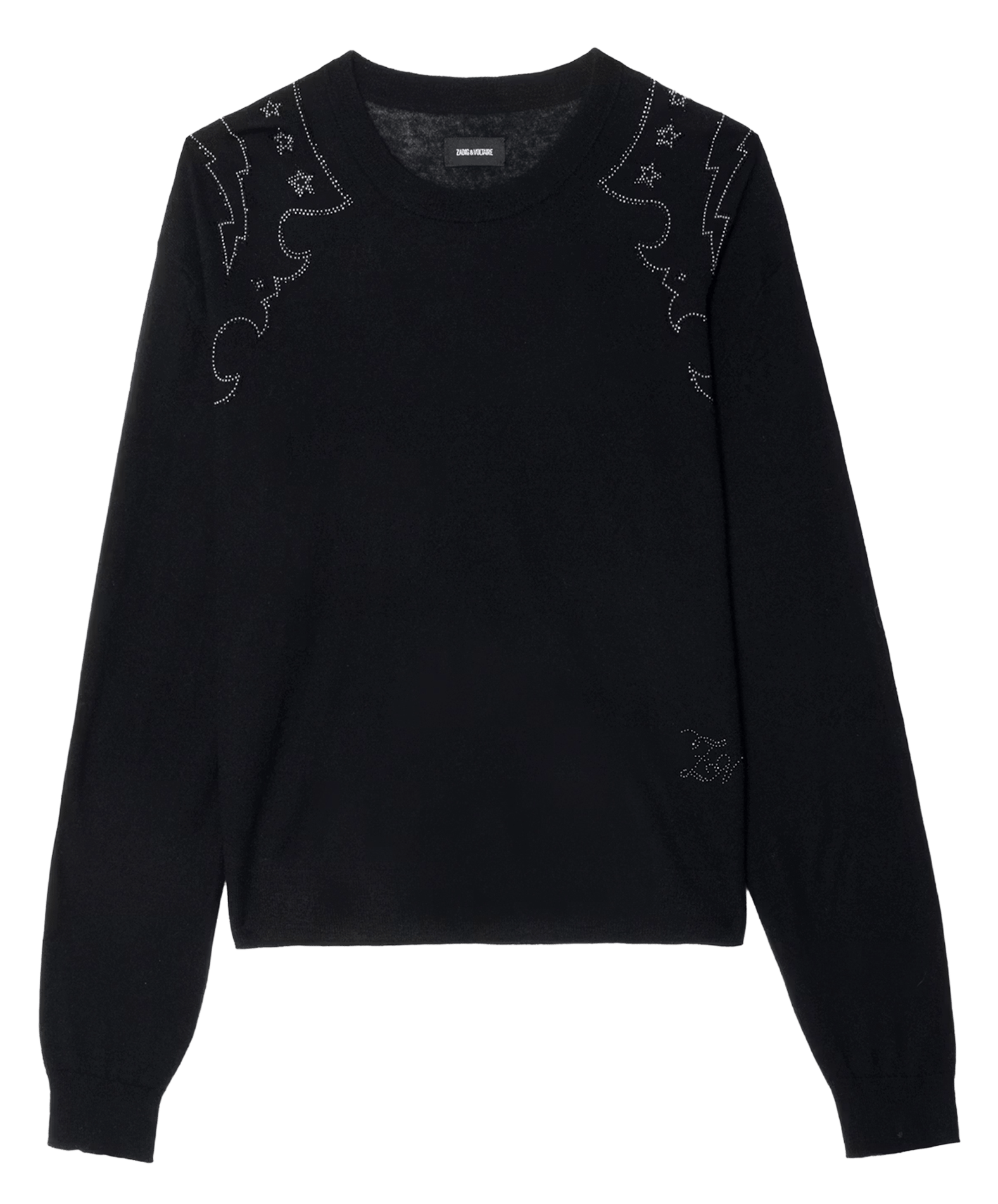 Sweat droit à strass en cachemire swapy ZADIG&VOLTAIRE Noir